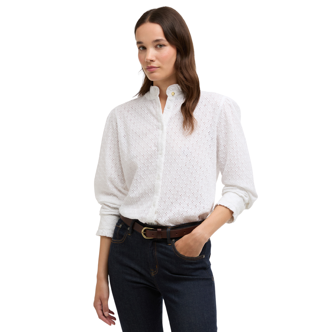 Cynthia Broderie Shirt White