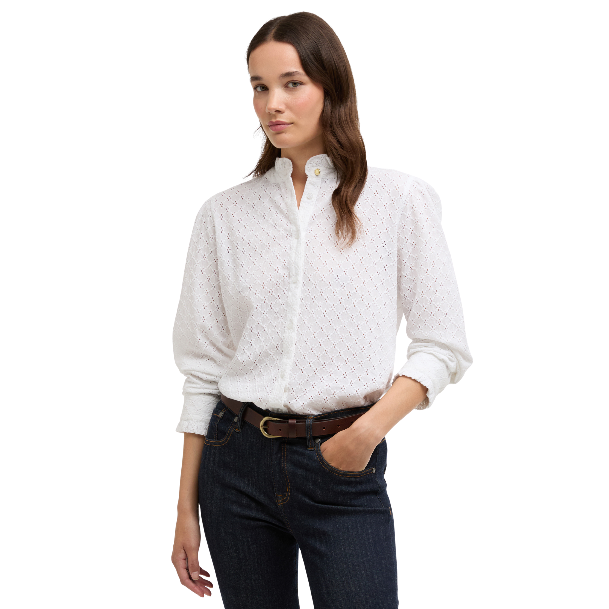 Cynthia Broderie Shirt White