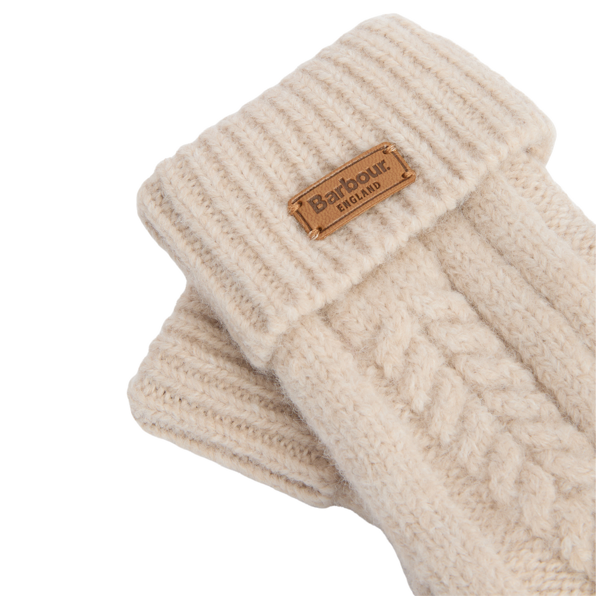Barbour Elsdon Knitted Mittens Eggshell
