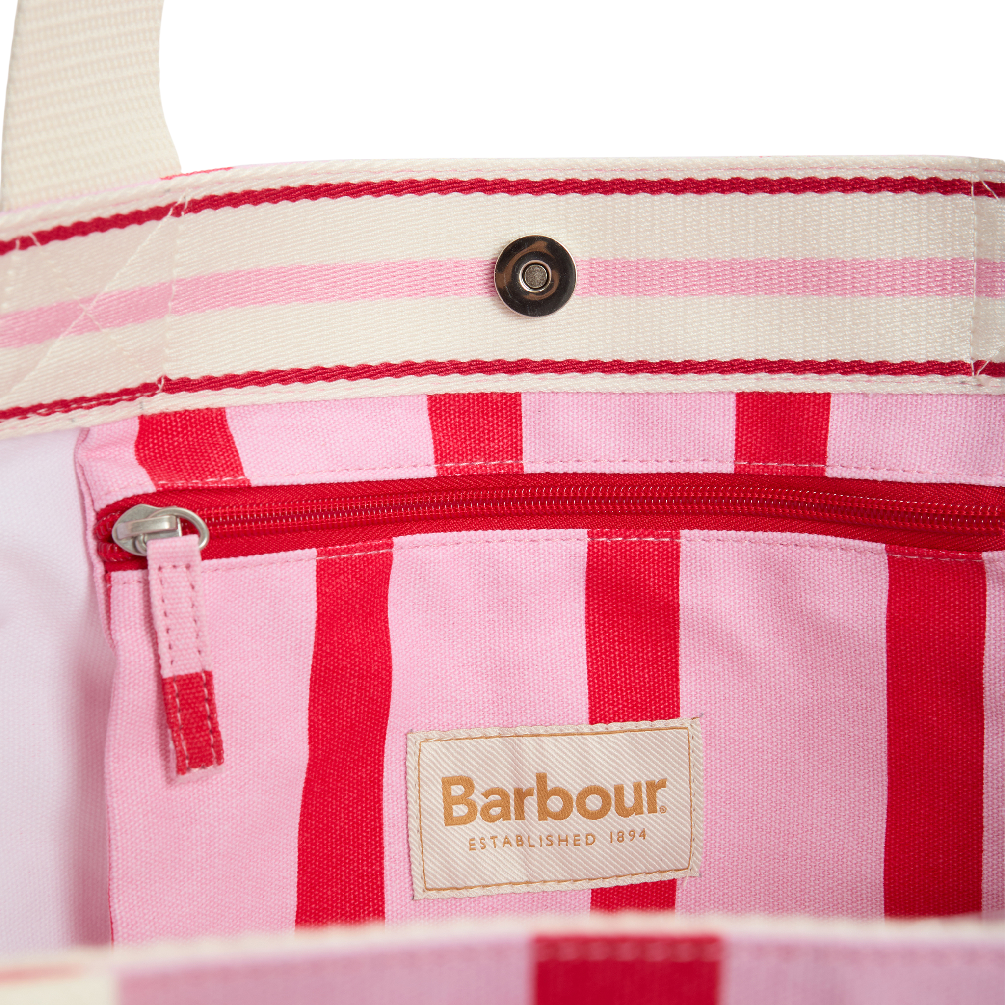 Barbour Emily Stripe Tote Bag Cherry Blossom