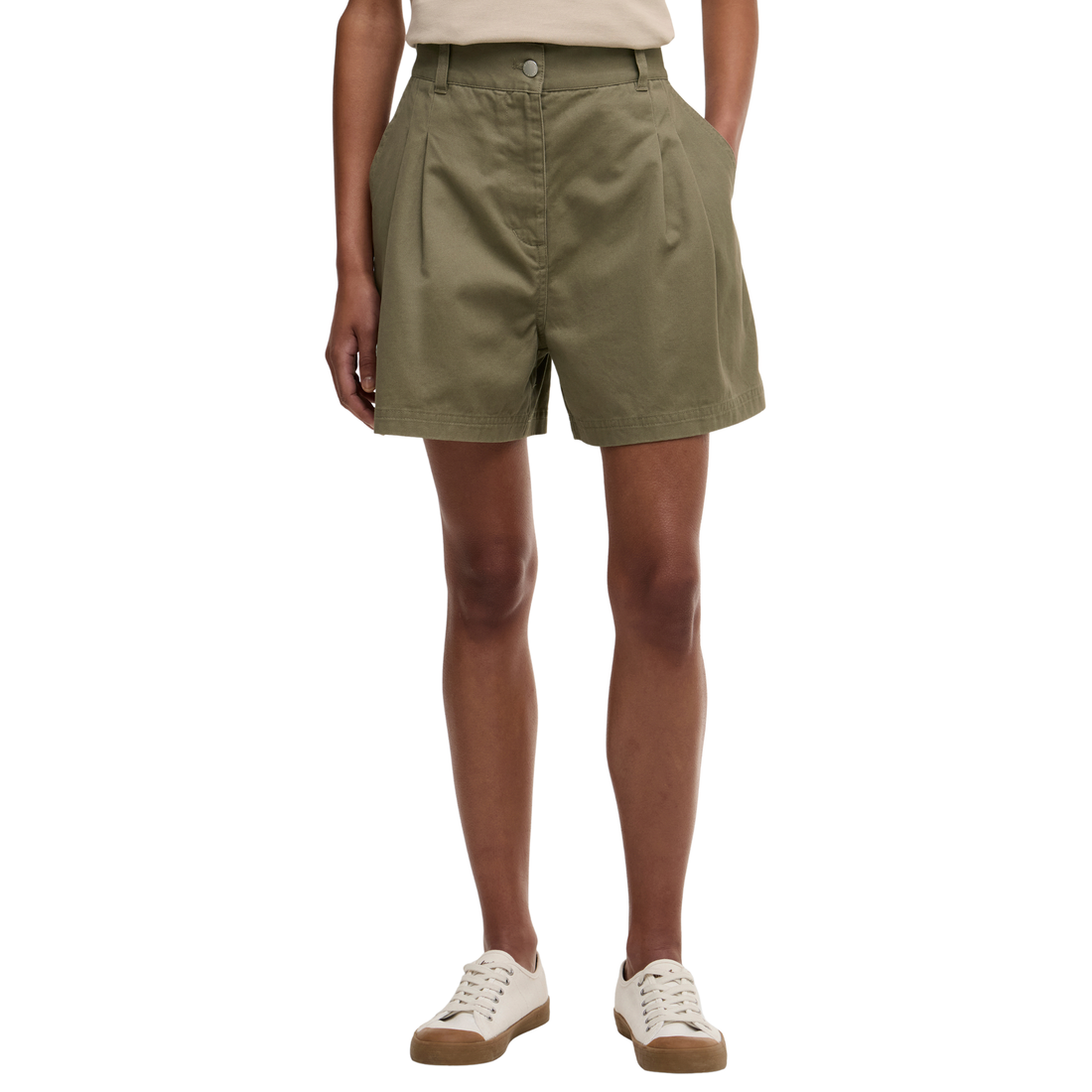 Fern Pleated Shorts Dusky Green