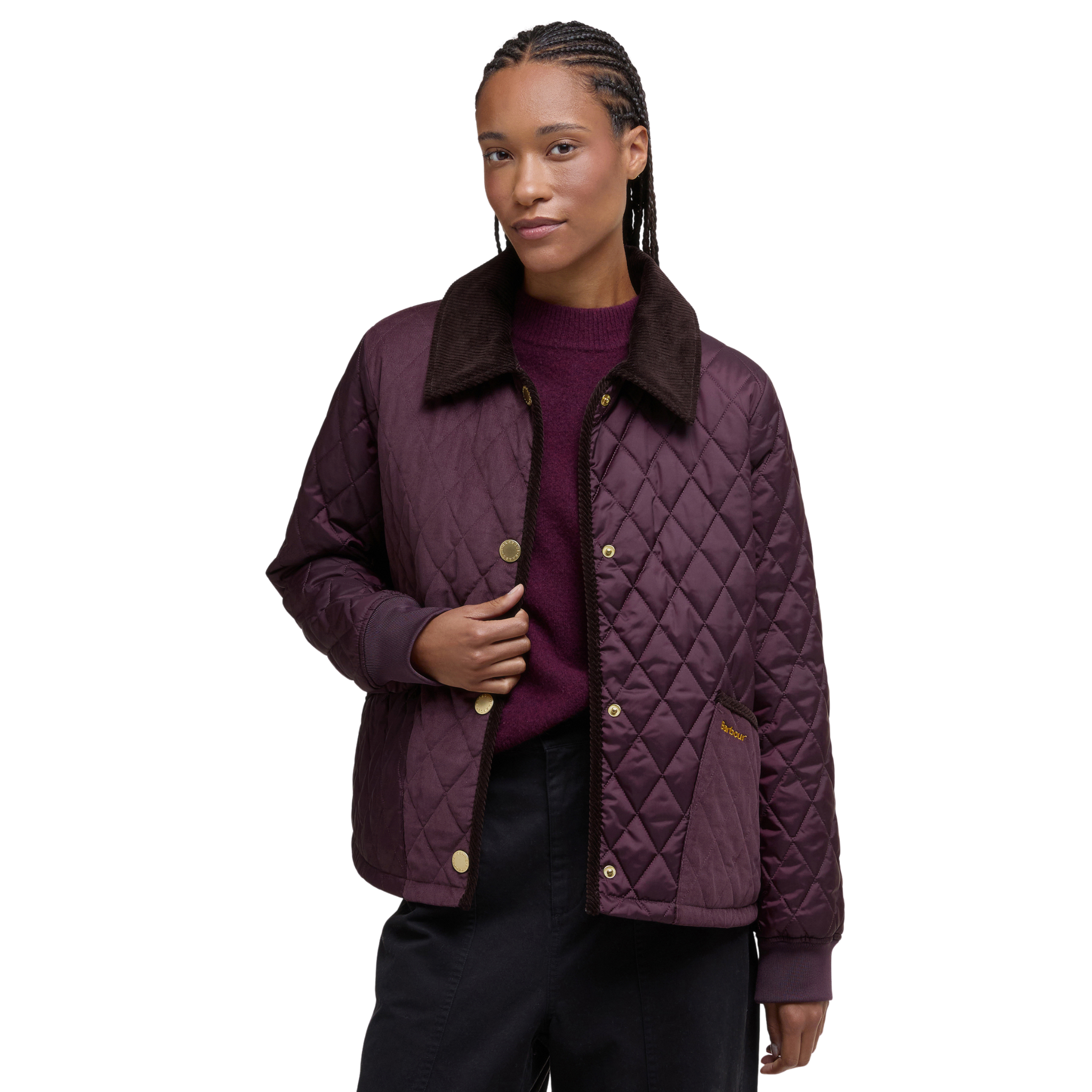 Marla Quilted Jacket Black Cherry/Dark Brown/Muted Tartan