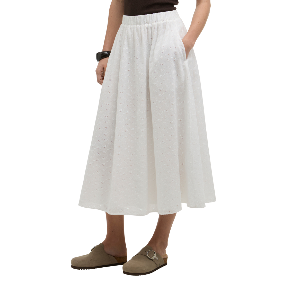 Melody Midi Skirt White