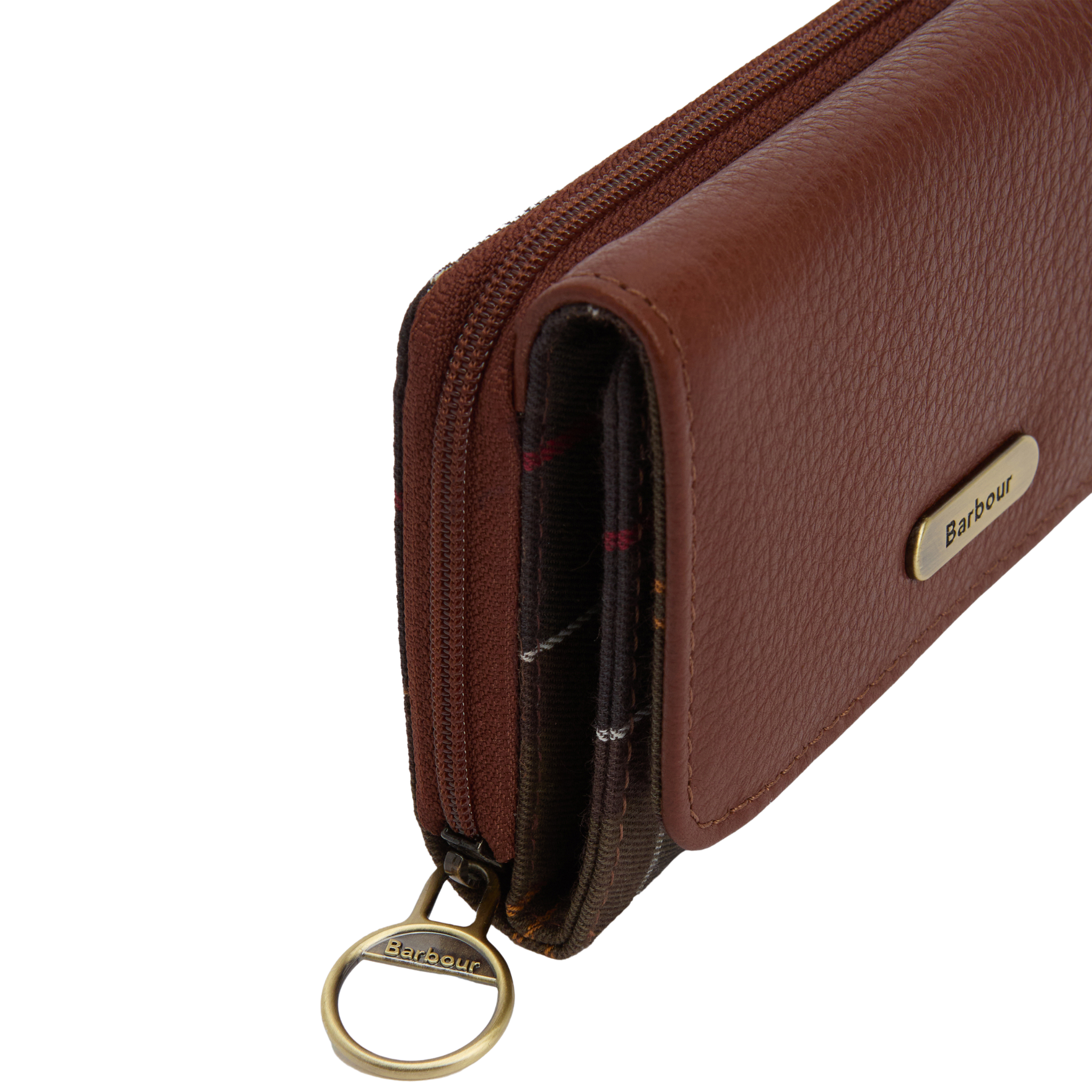 Barbour Rosa Leather French Purse Brown/ Classic Tartan