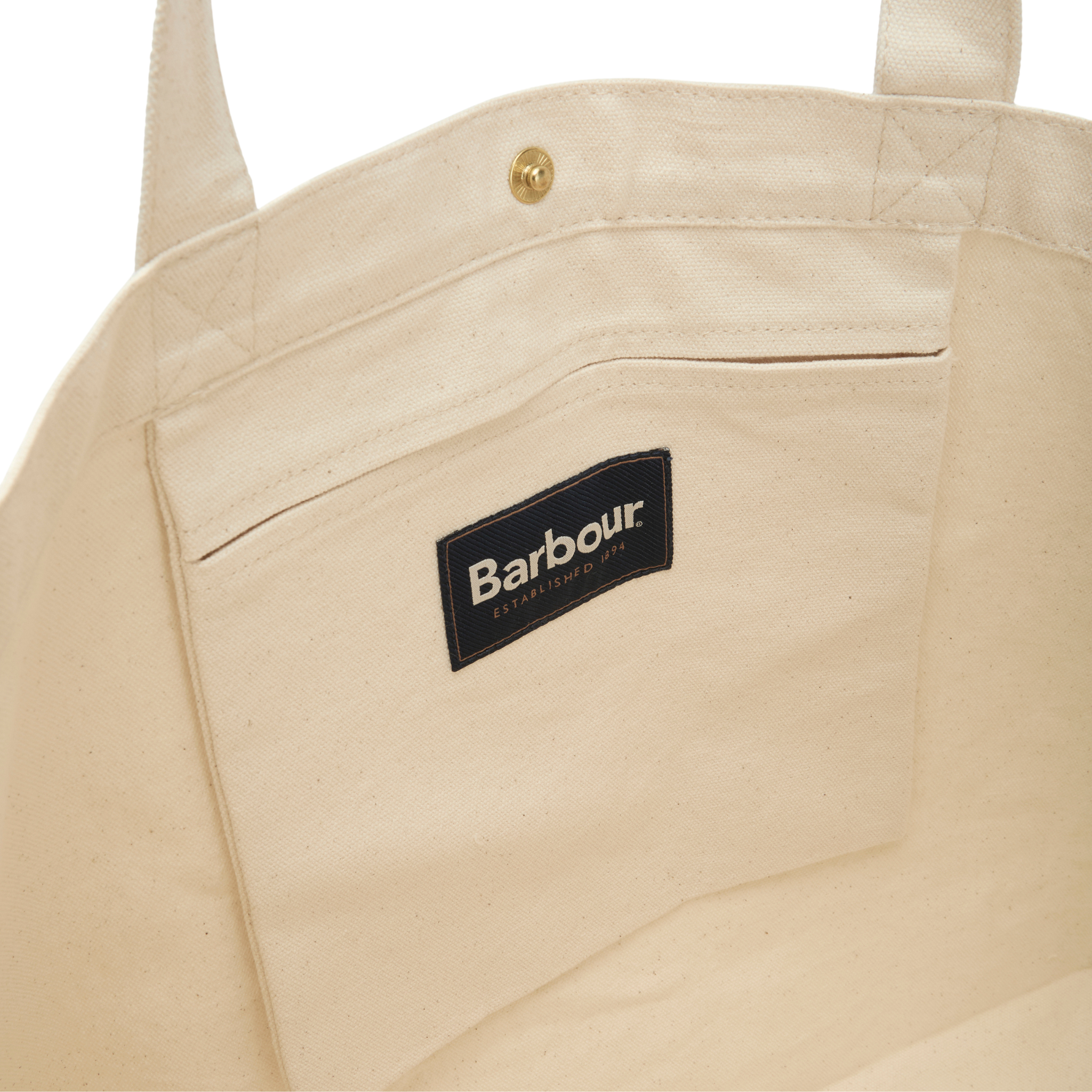 Barbour Script Tote Bag Natural Red Logo