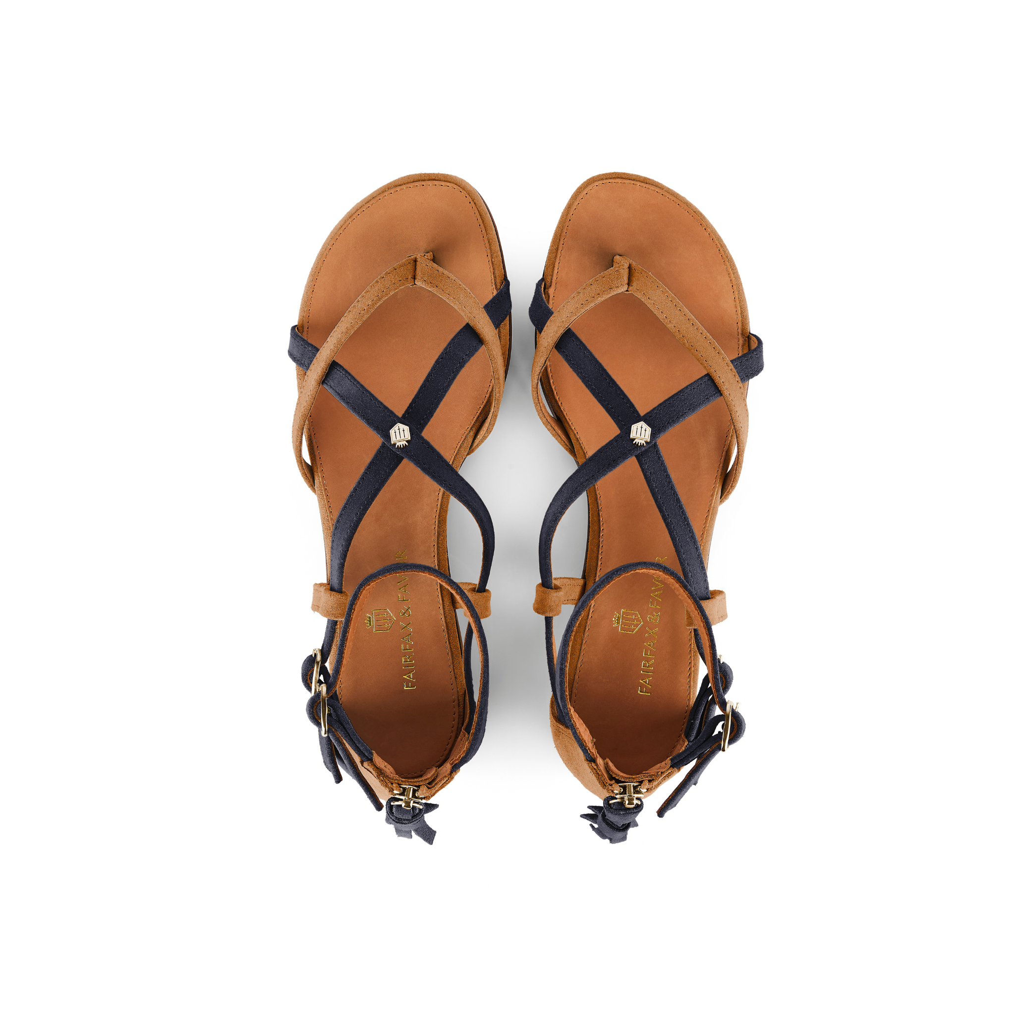 Brancaster Sandal Tan/Navy Suede