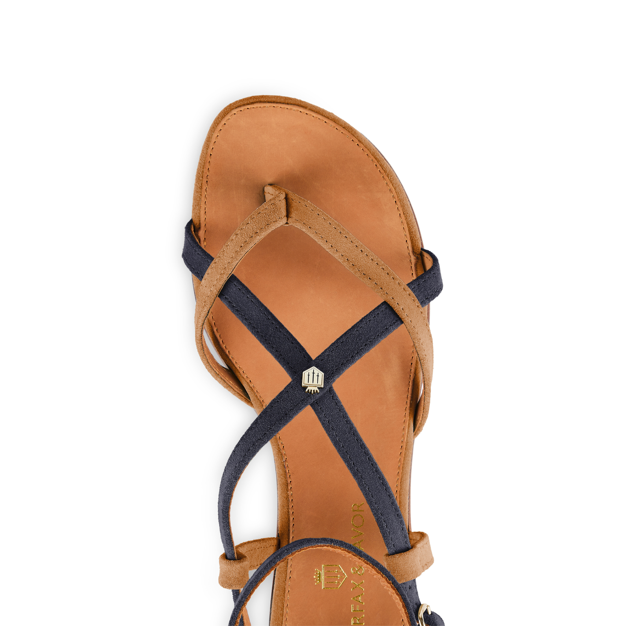 Brancaster Sandal Tan/Navy Suede