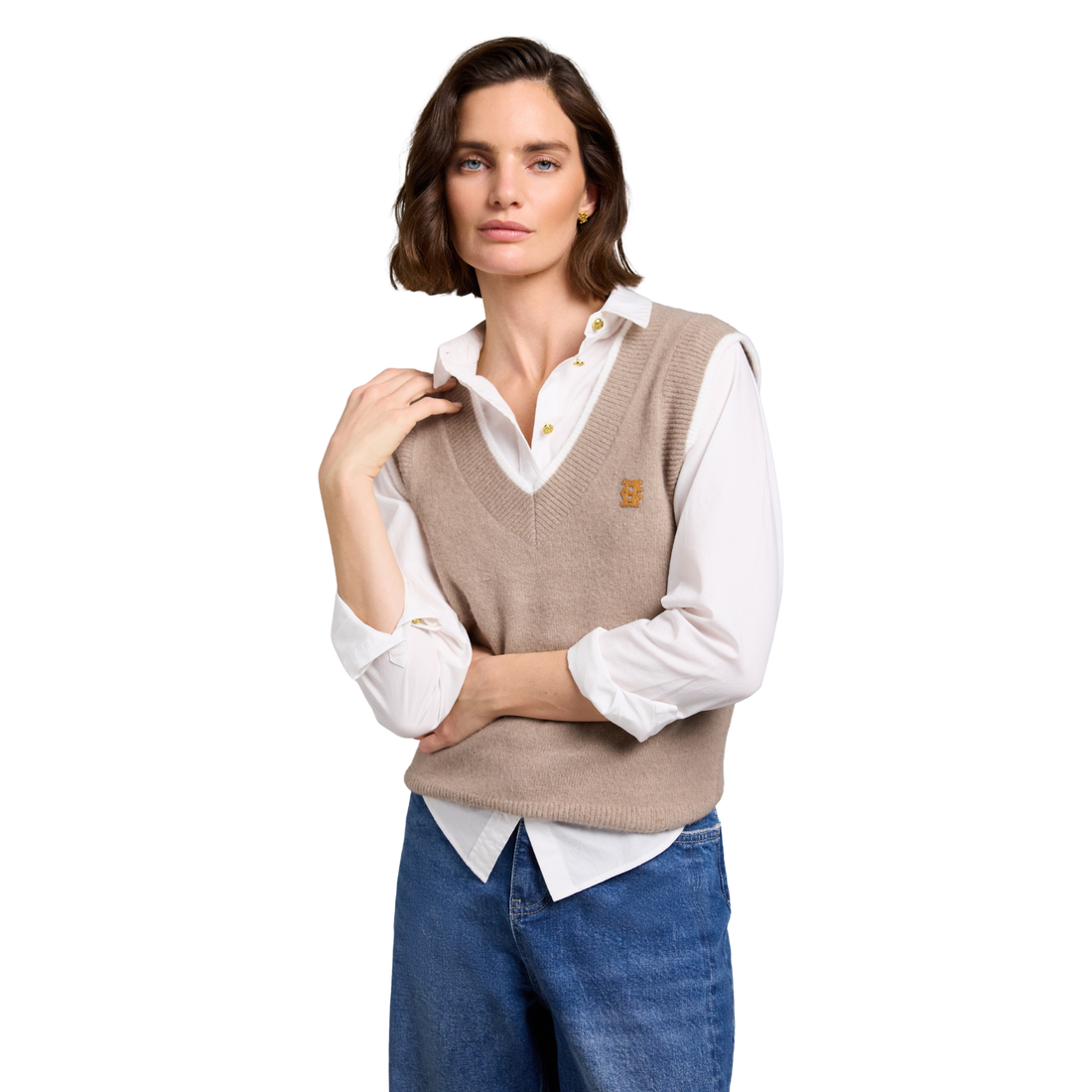 Cecilia Knitted V-Neck Tank Porcini