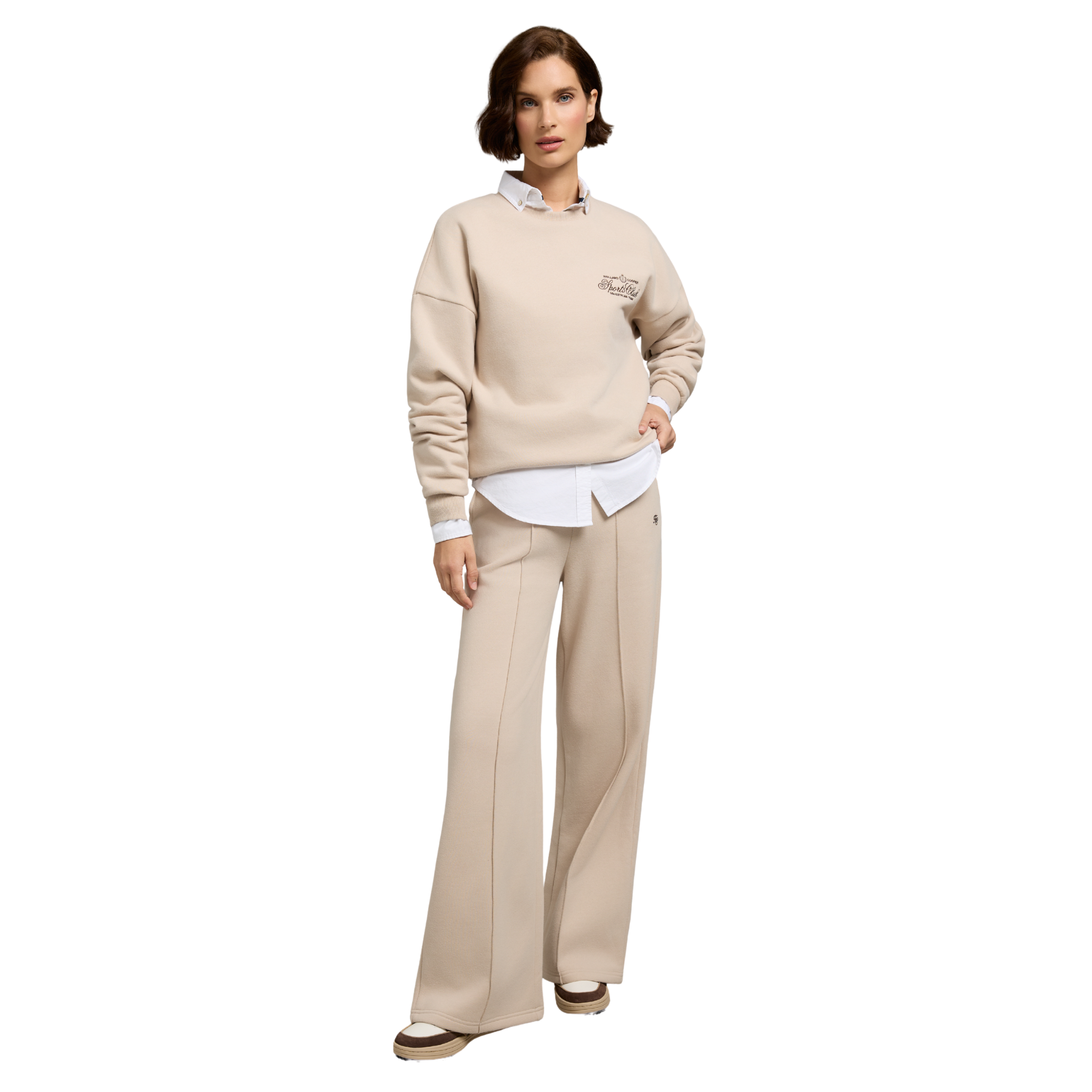 Collegiate Wide Leg Jogger Stone