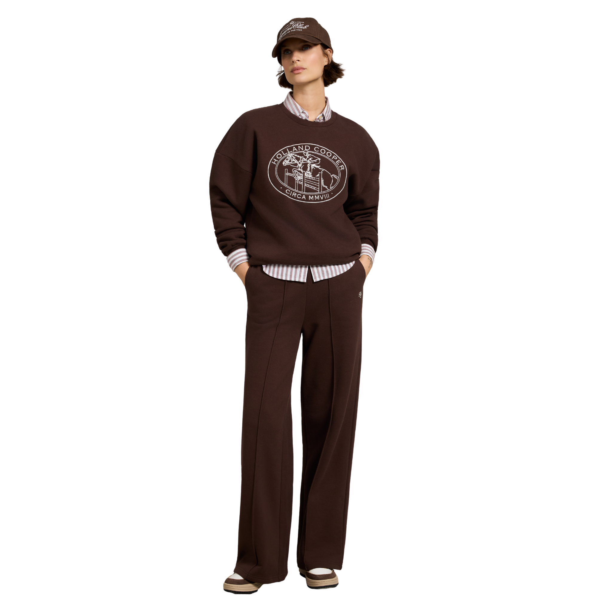 Collegiate Wide Leg Jogger Walnut