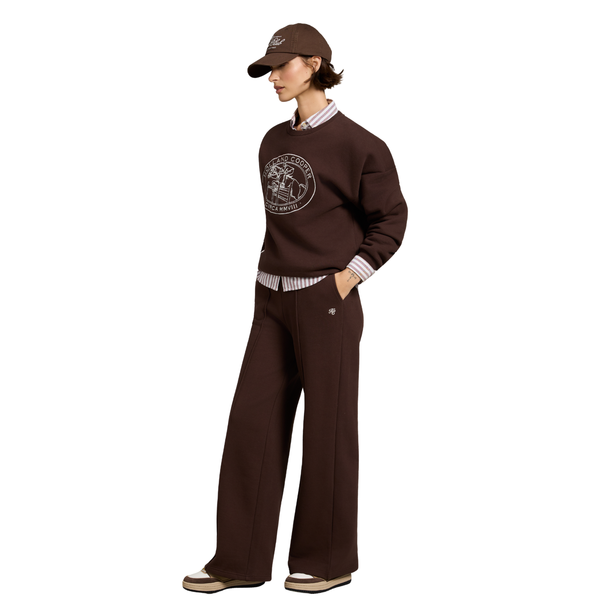 Collegiate Wide Leg Jogger Walnut