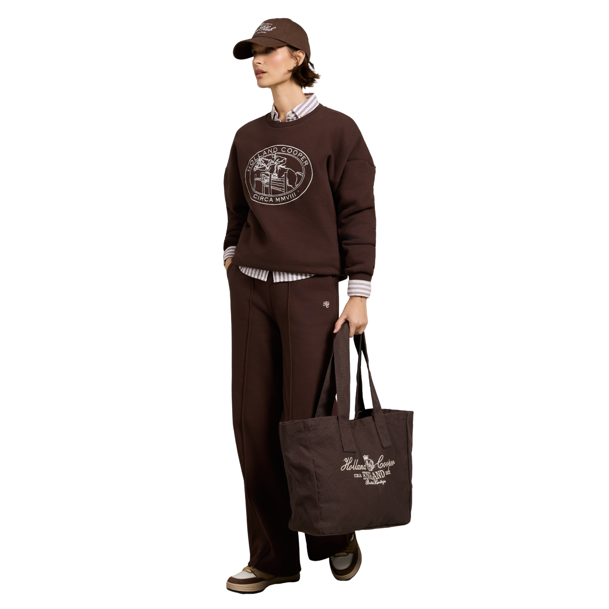 Collegiate Wide Leg Jogger Walnut