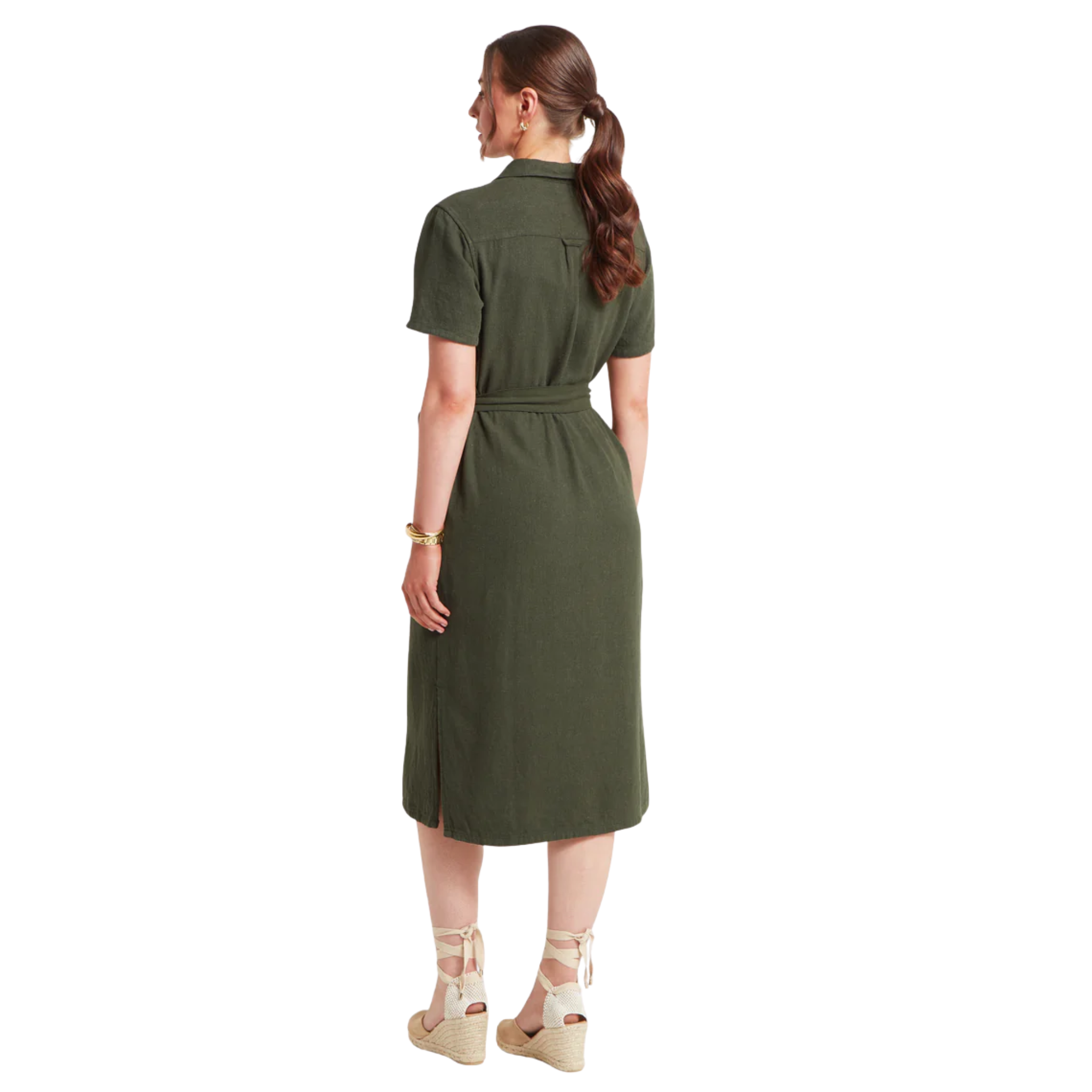 Daisy Linen Dress Beetle Green