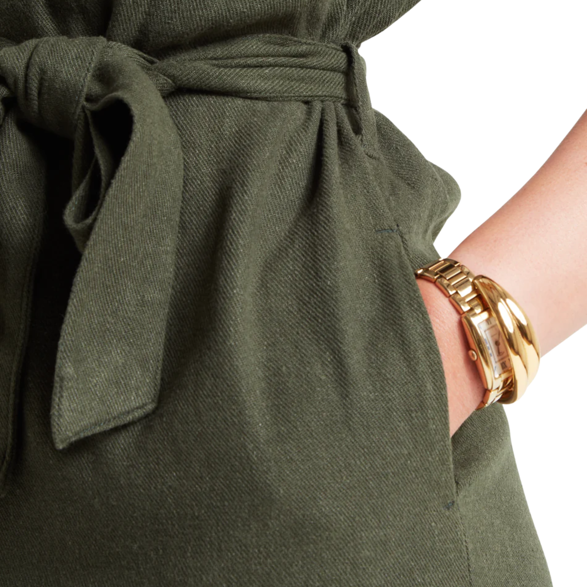 Daisy Linen Dress Beetle Green