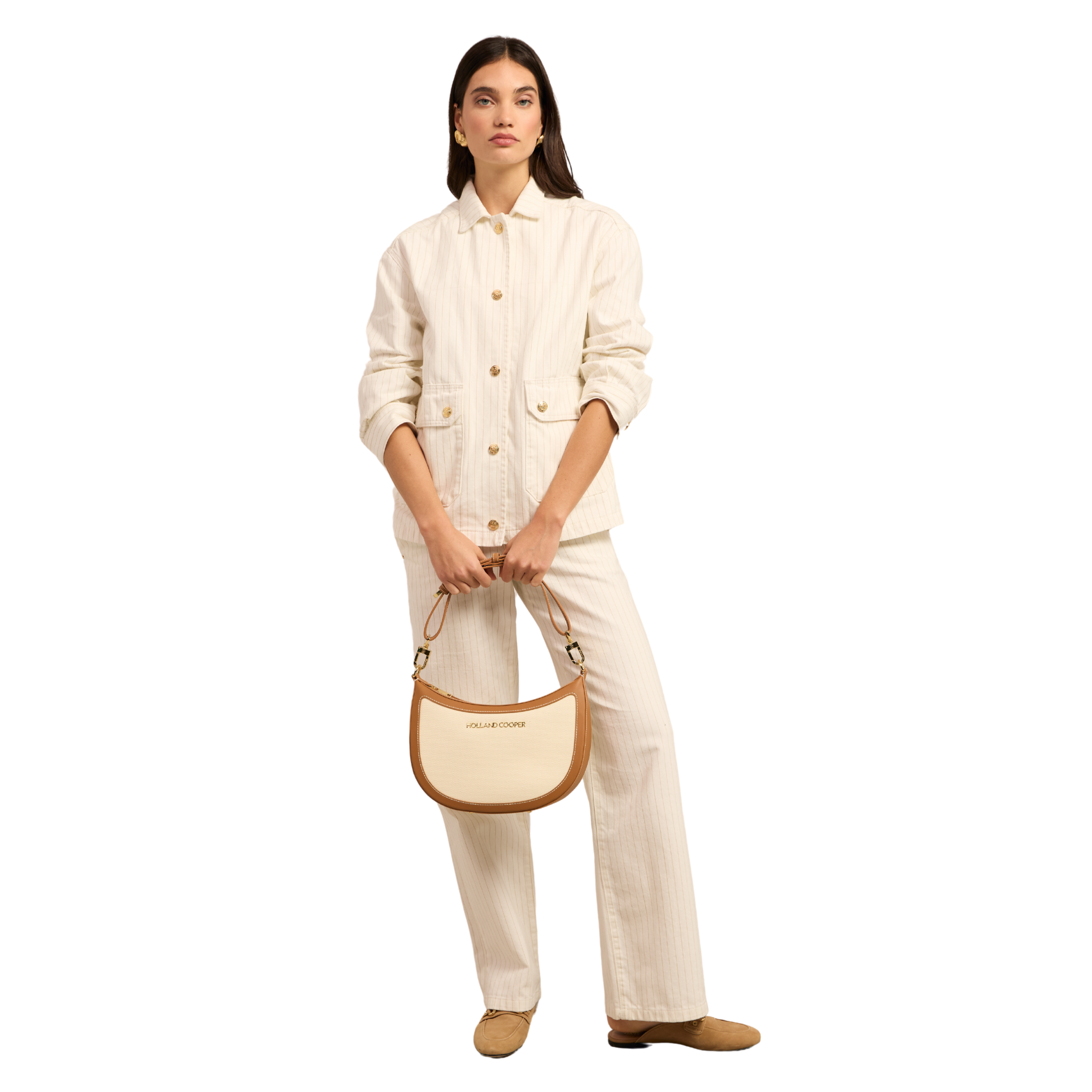 Denim Chore Jacket Ecru Stripe