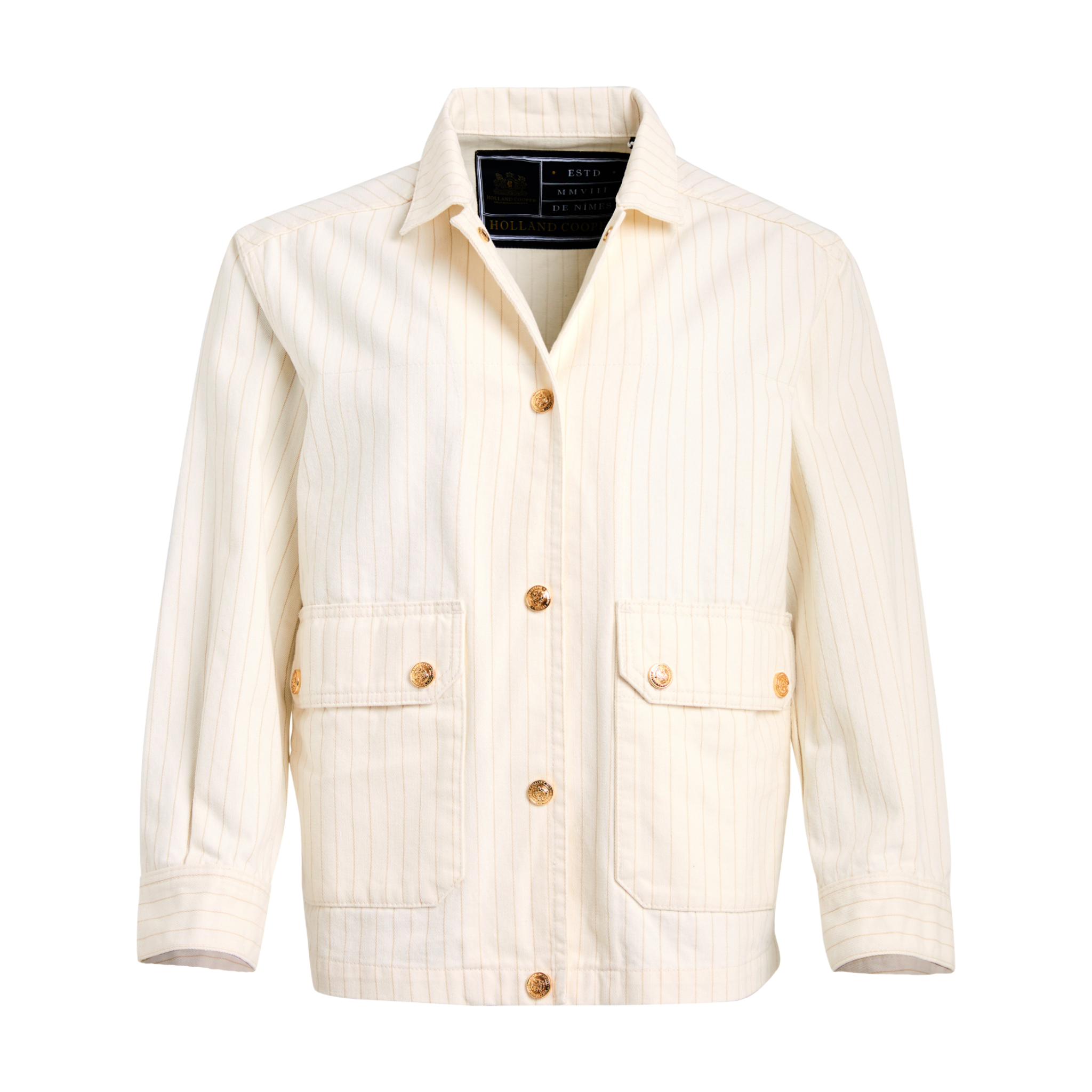 Denim Chore Jacket Ecru Stripe