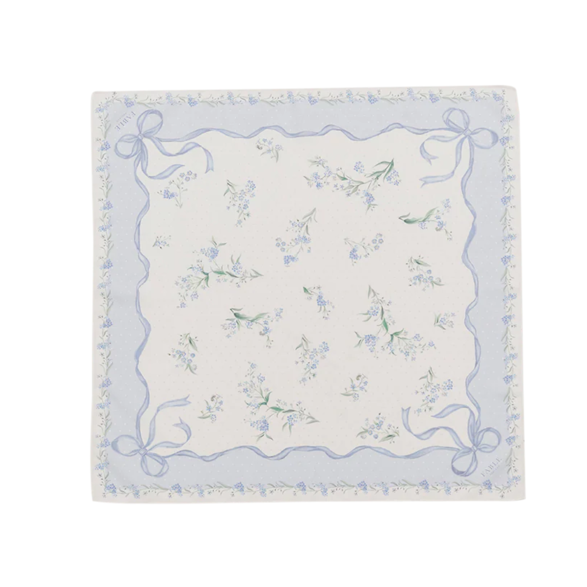 Square Scarf Bow & Floral Blue