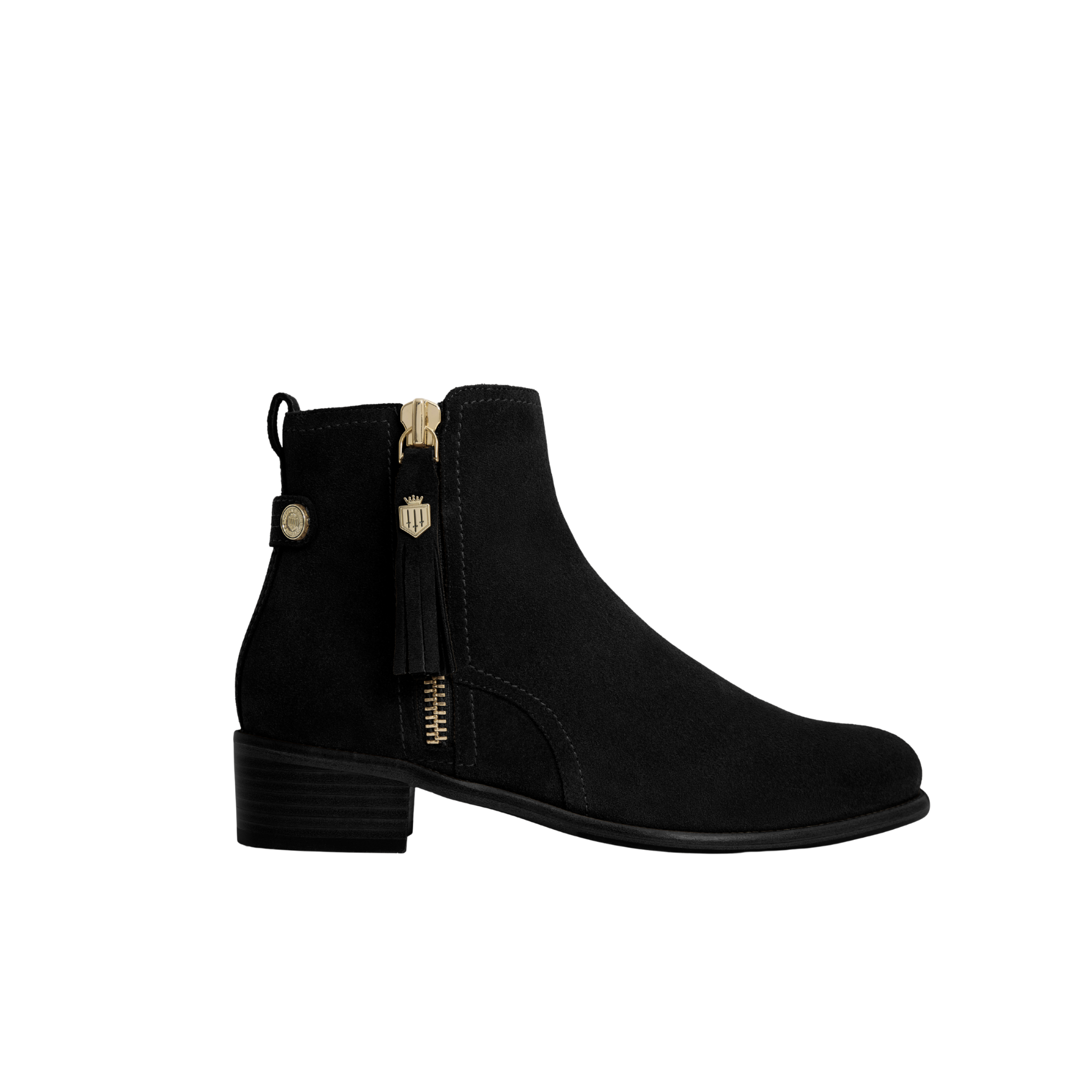 Flat Oakham Ankle Boot Black Suede