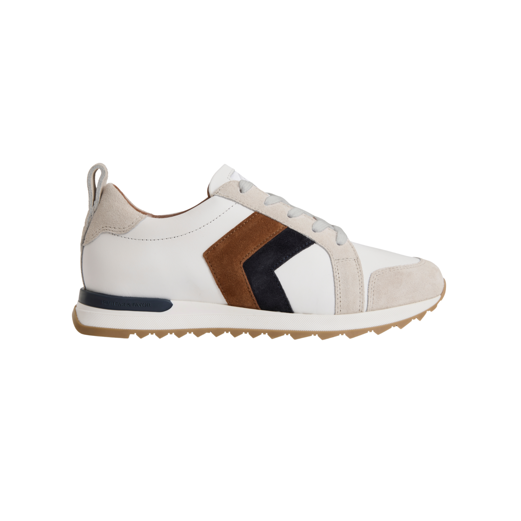 Xandra Trainer White Leather Tan/Navy