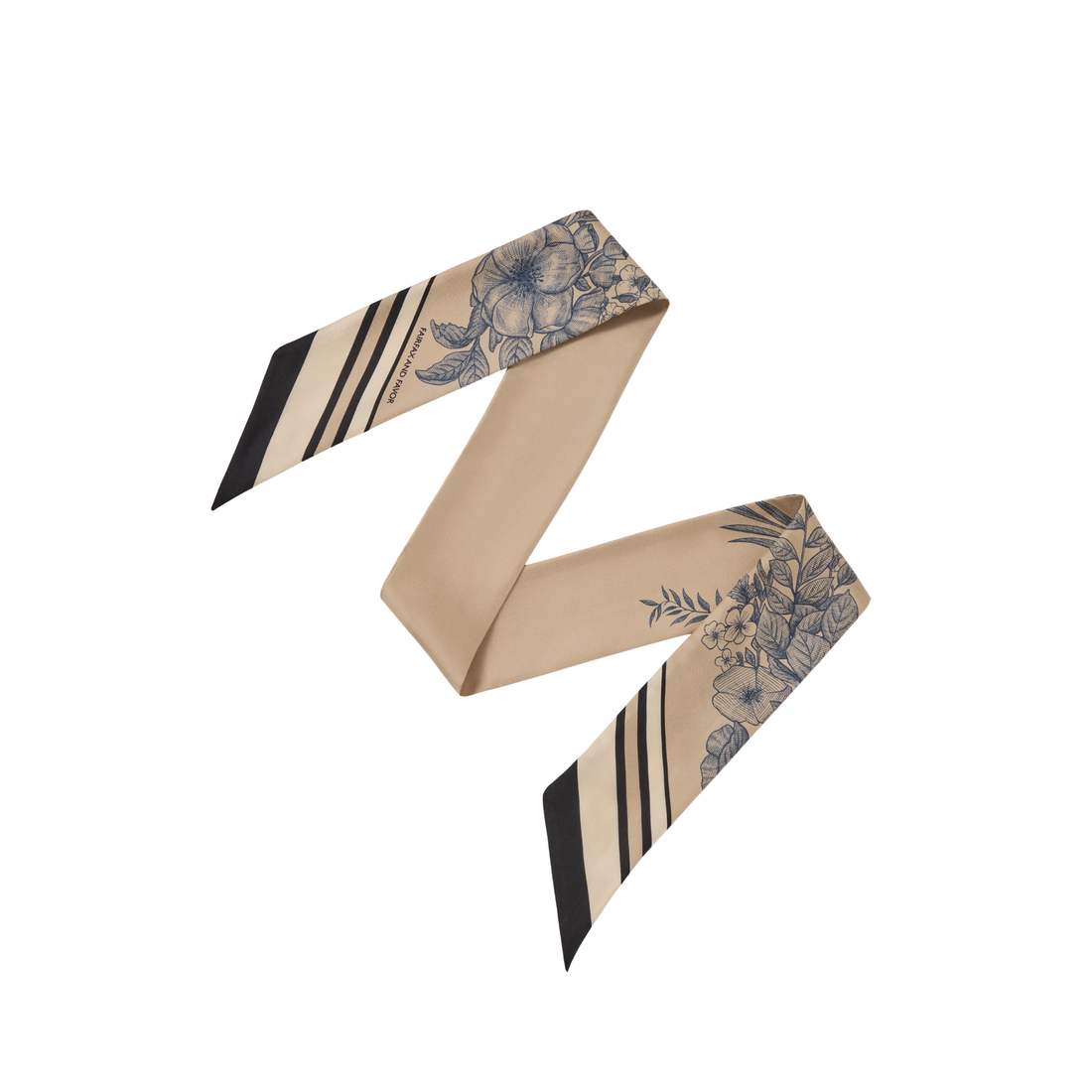 Mannington Twill Silk Scarf Beige/Navy/Black