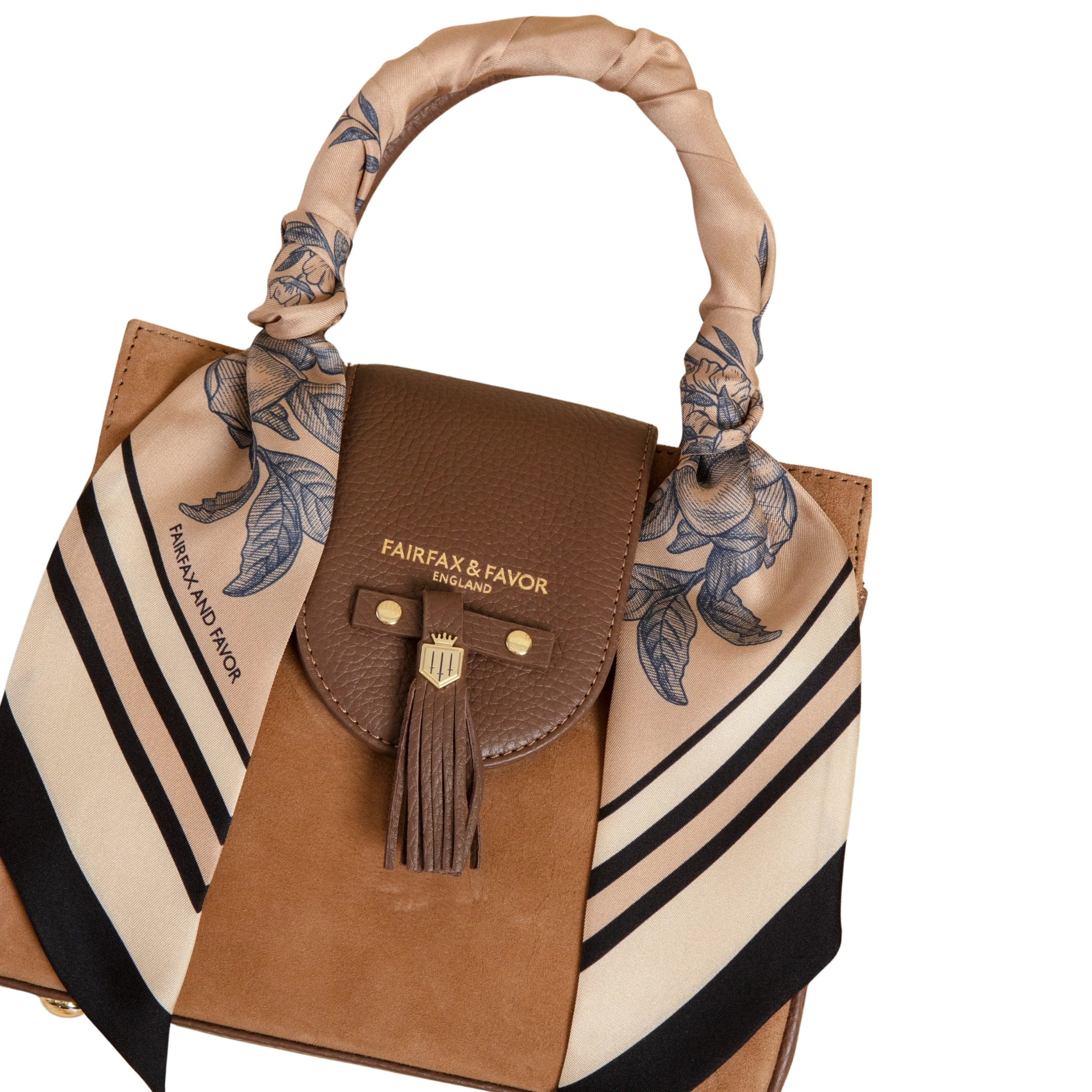 Mannington Twill Silk Scarf Beige/Navy/Black