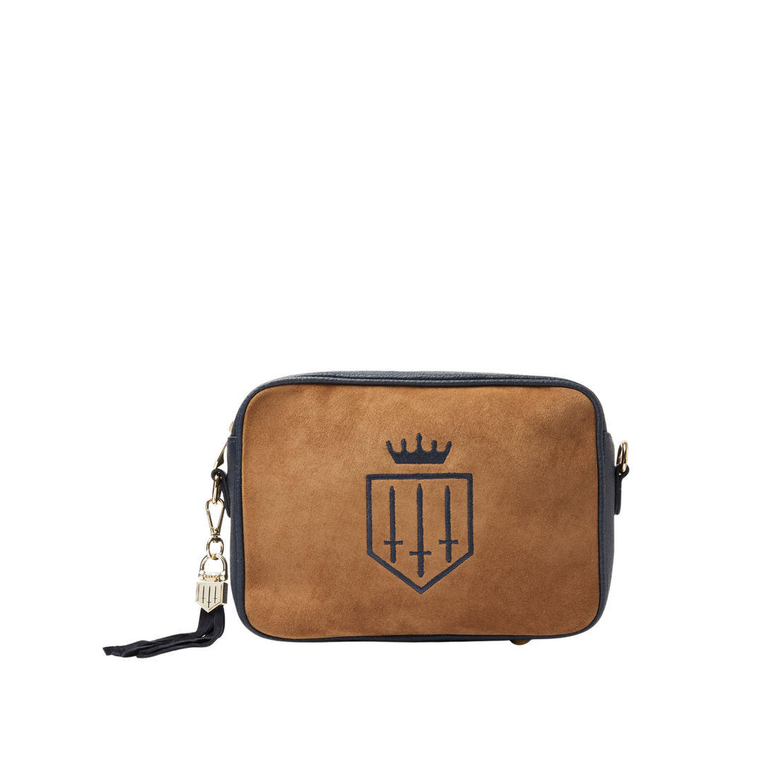Finsbury Cross Body Bag Tan/Navy Suede