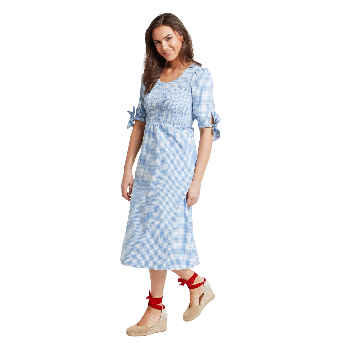 Flora Gingham Dress Denim Blue