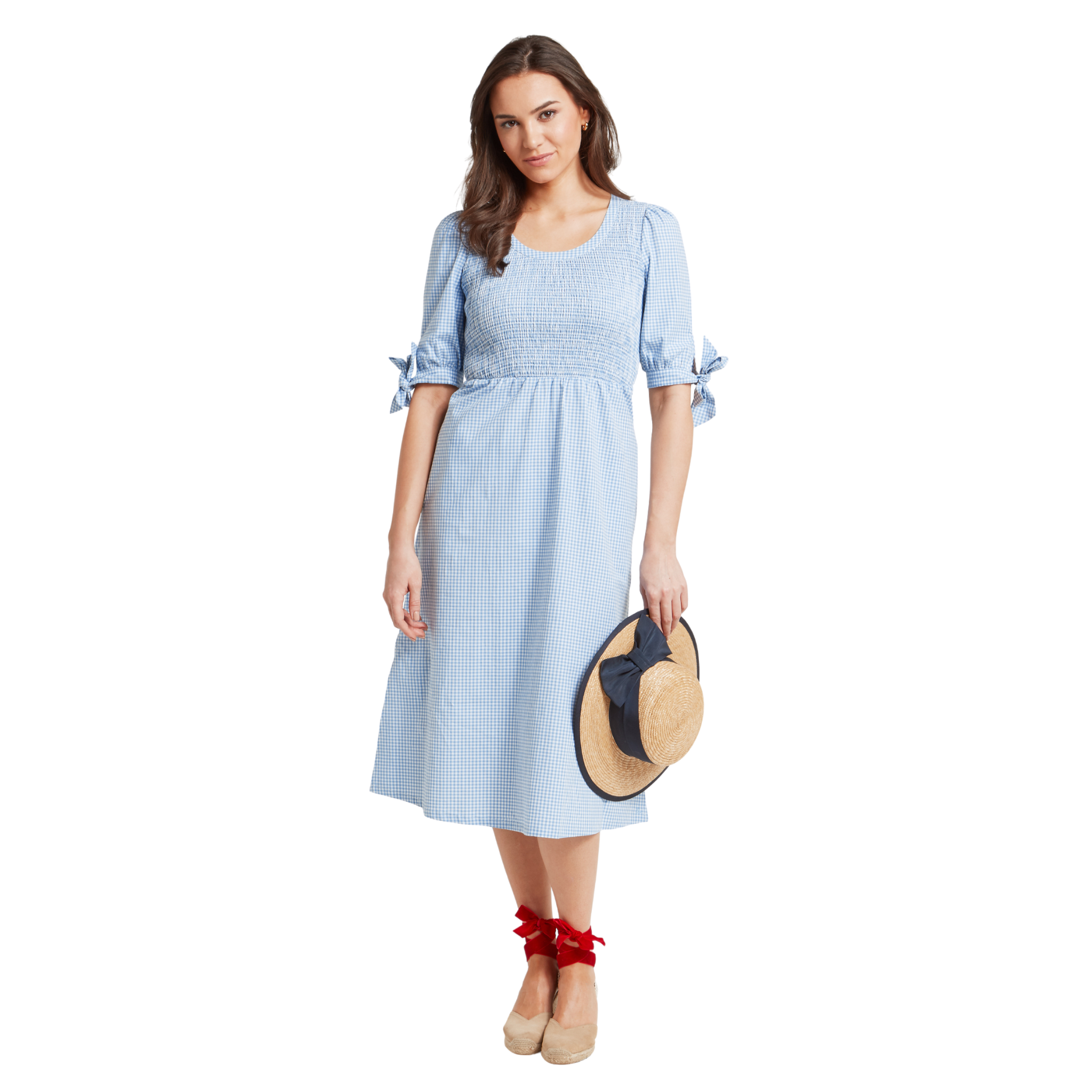 Flora Gingham Dress Denim Blue