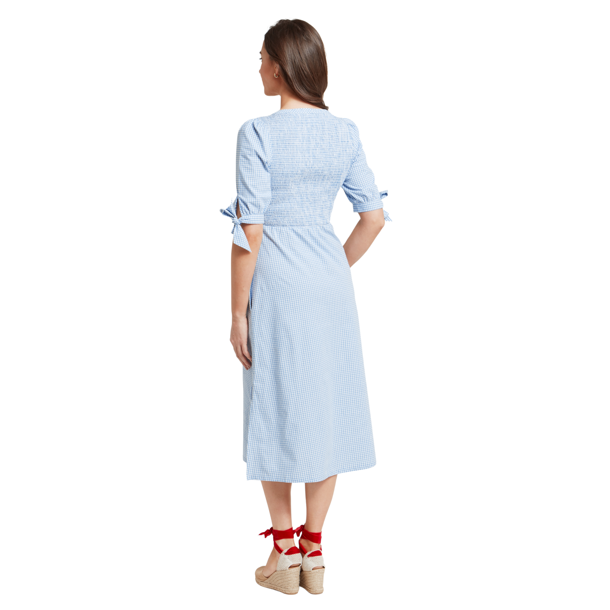 Flora Gingham Dress Denim Blue