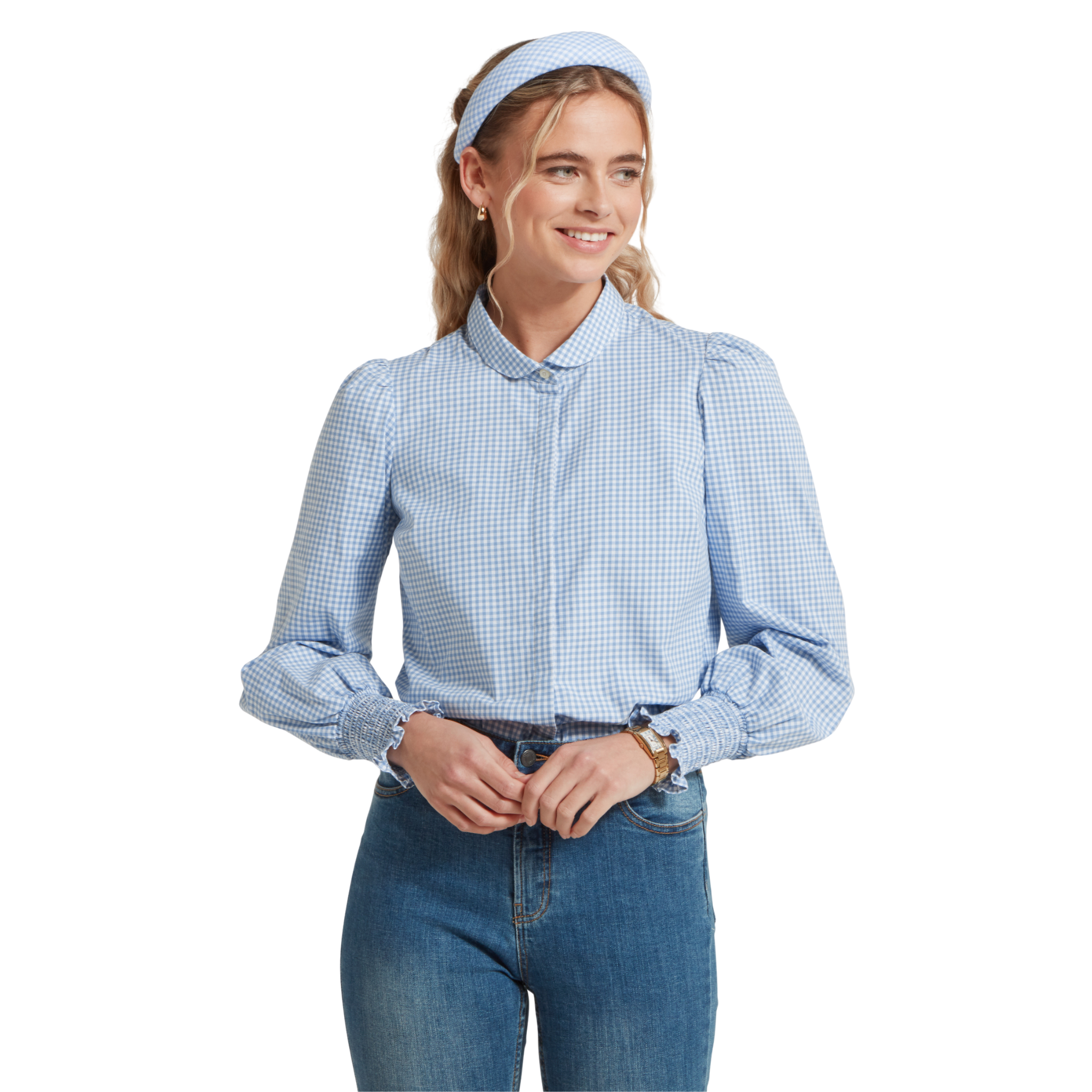 Flora Gingham Shirt Denim Blue