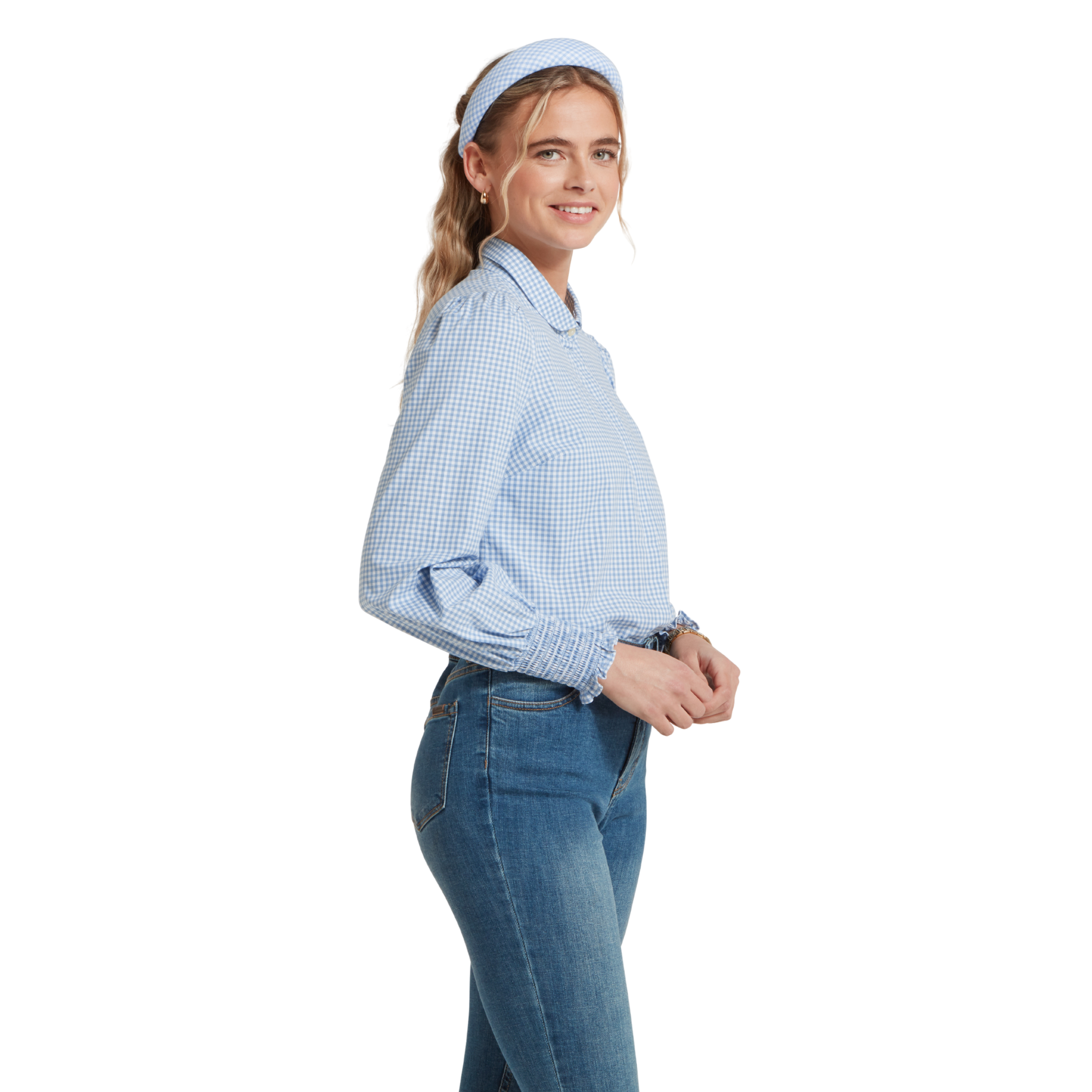 Flora Gingham Shirt Denim Blue