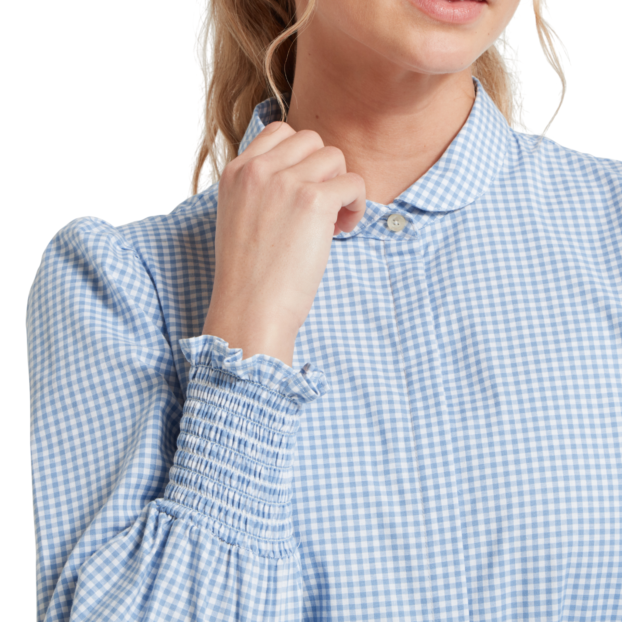 Flora Gingham Shirt Denim Blue