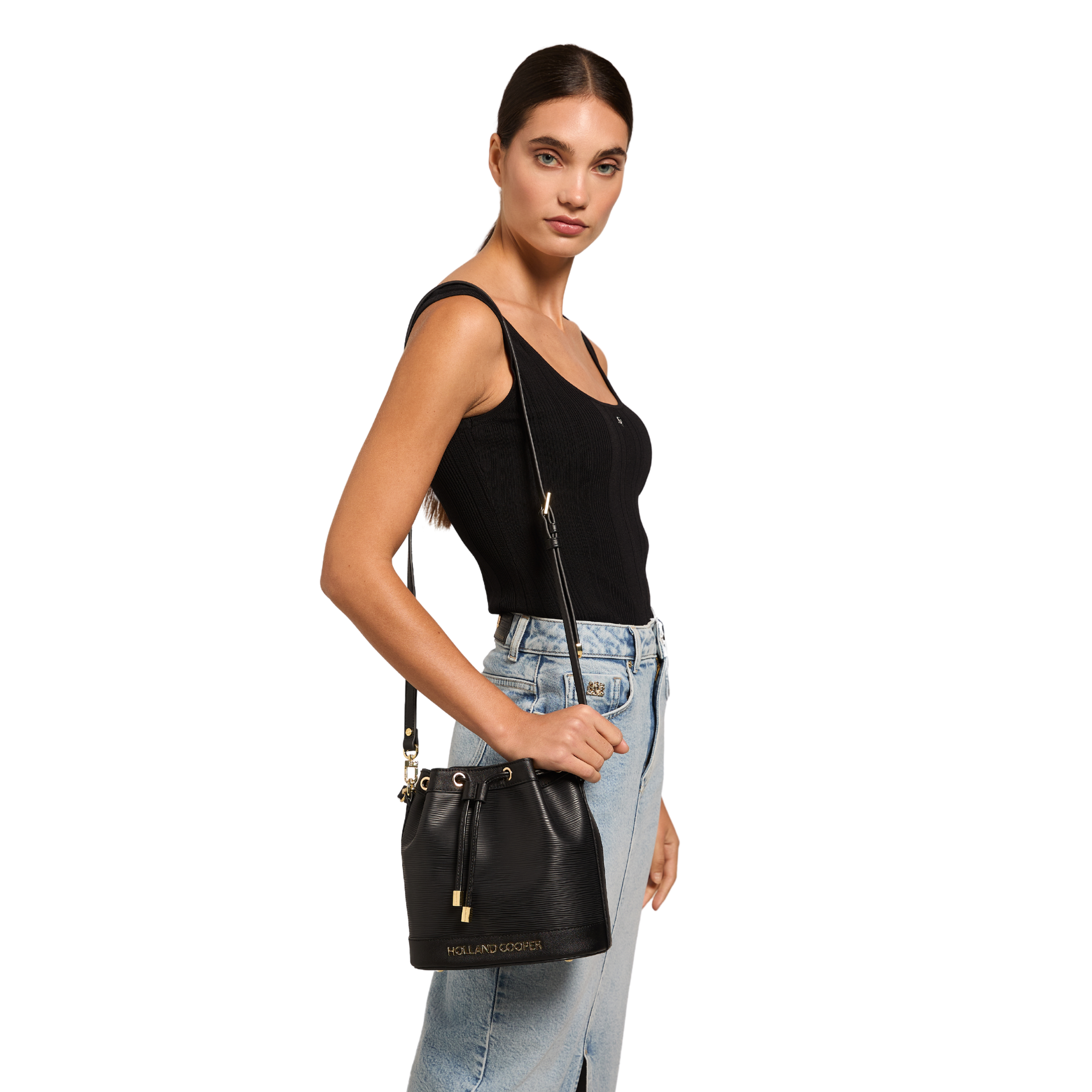 Abbot Bucket Bag Textured Black