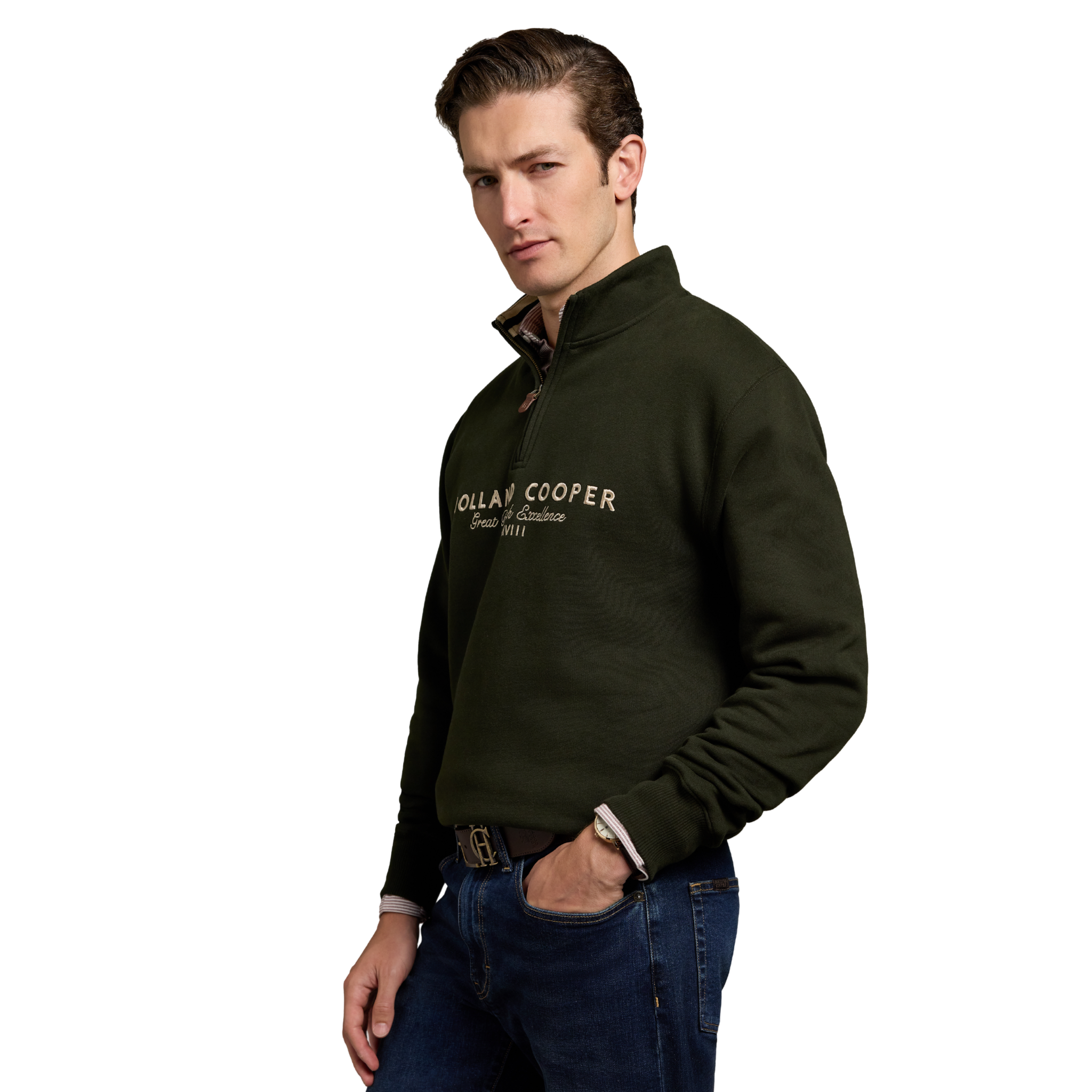 Heritage Quarter Zip Sweat Racing Green