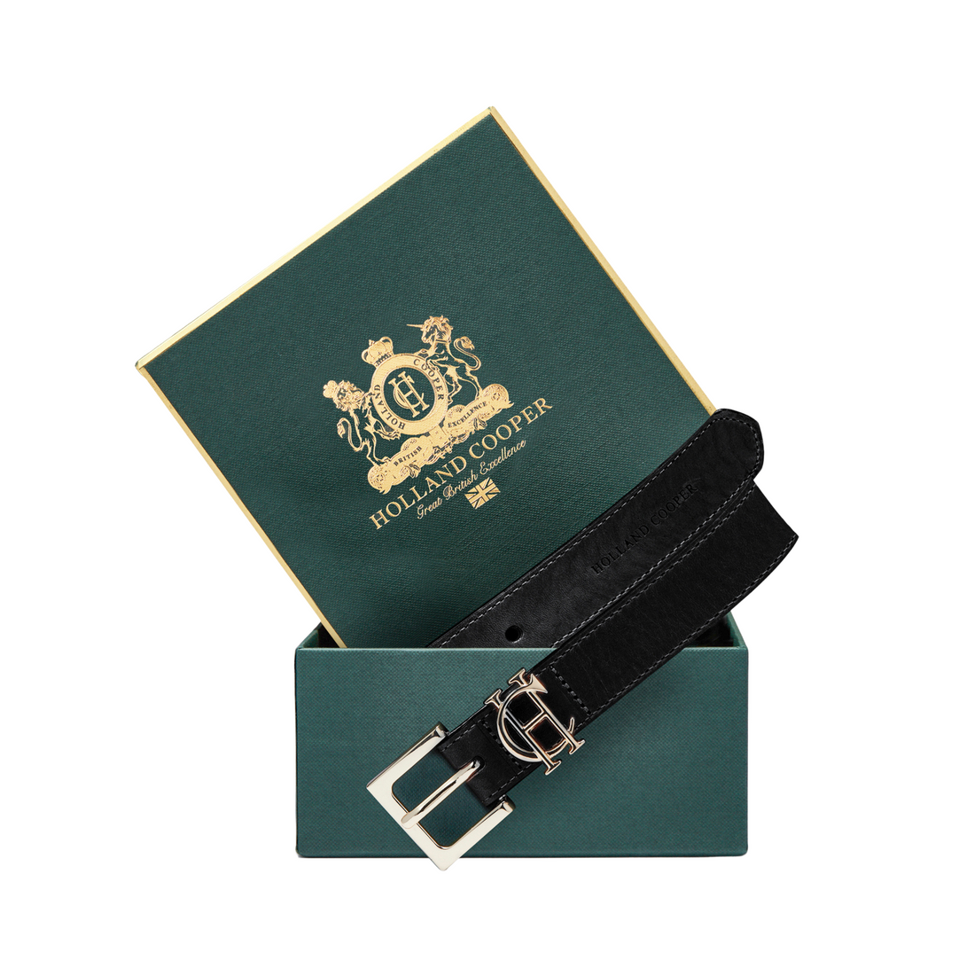 HC Slim Logo Belt Black Leather