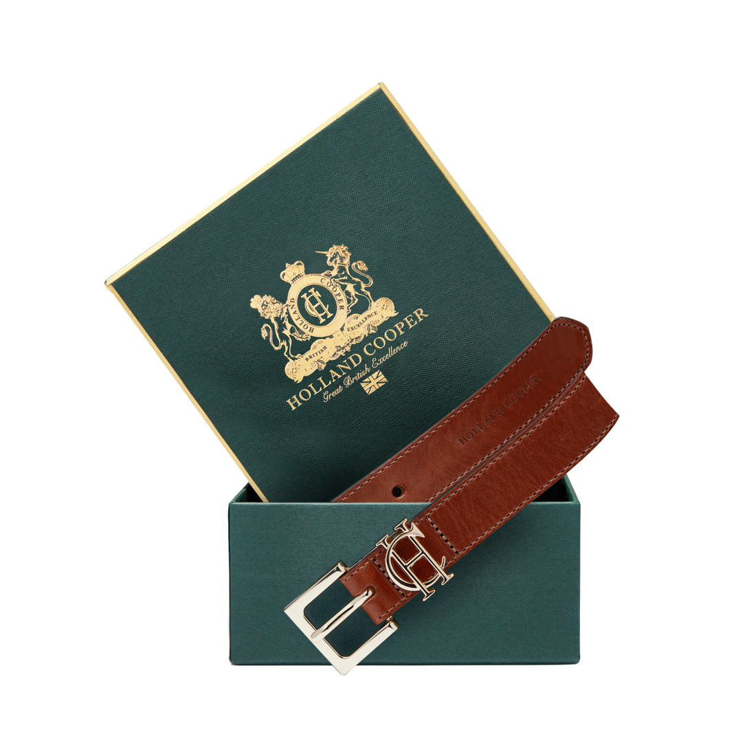 HC Slim Logo Belt Tan Leather