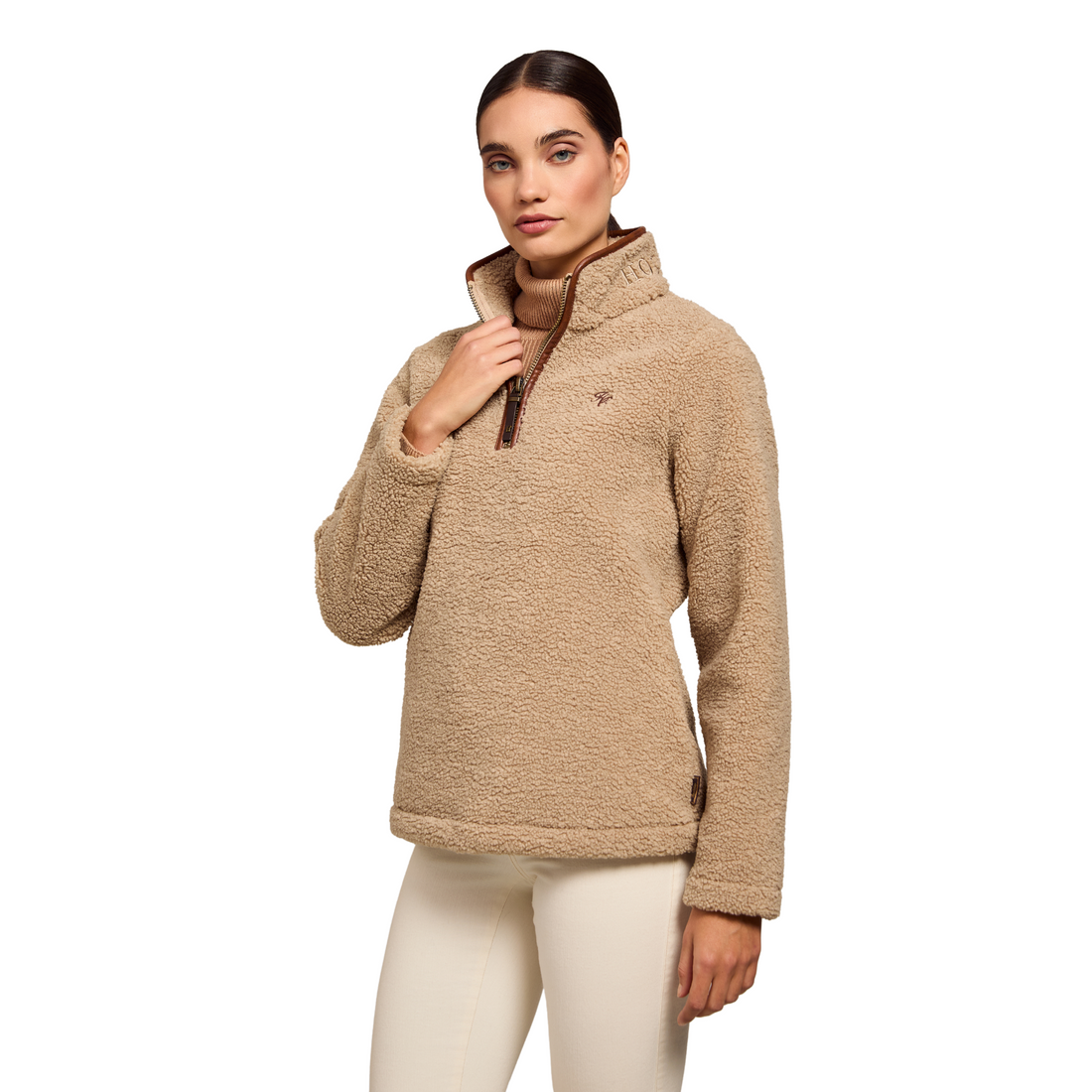 Country Fleece Half Zip Natural Borg