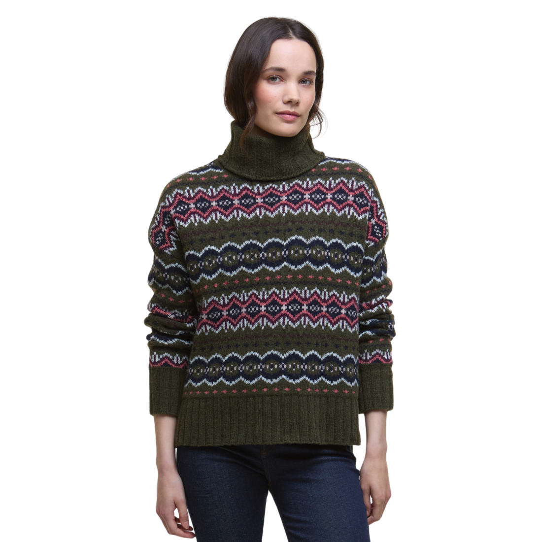 Helen Knitted Jumper Olive Multi