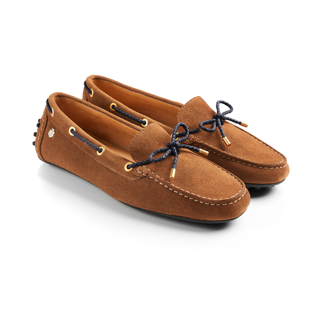 Henley Driving Shoe Tan/Navy Suede