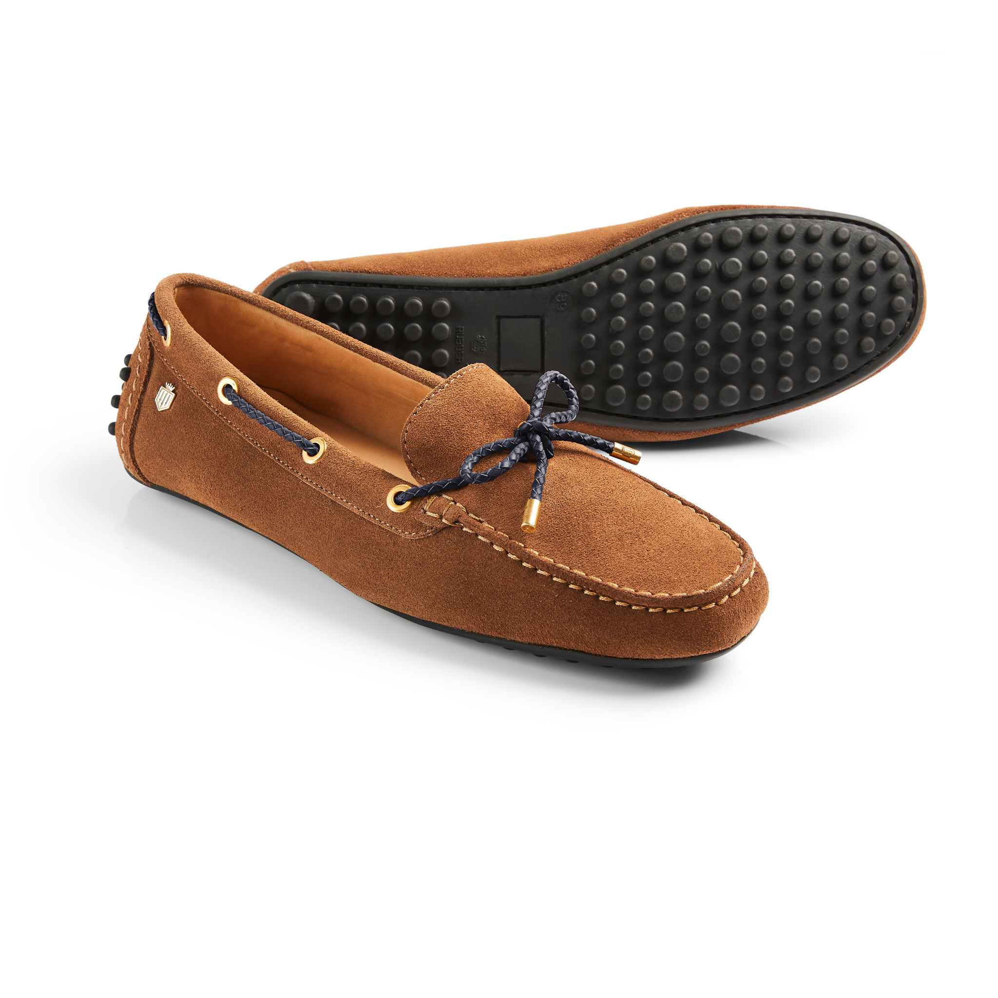 Henley Driving Shoe Tan/Navy Suede