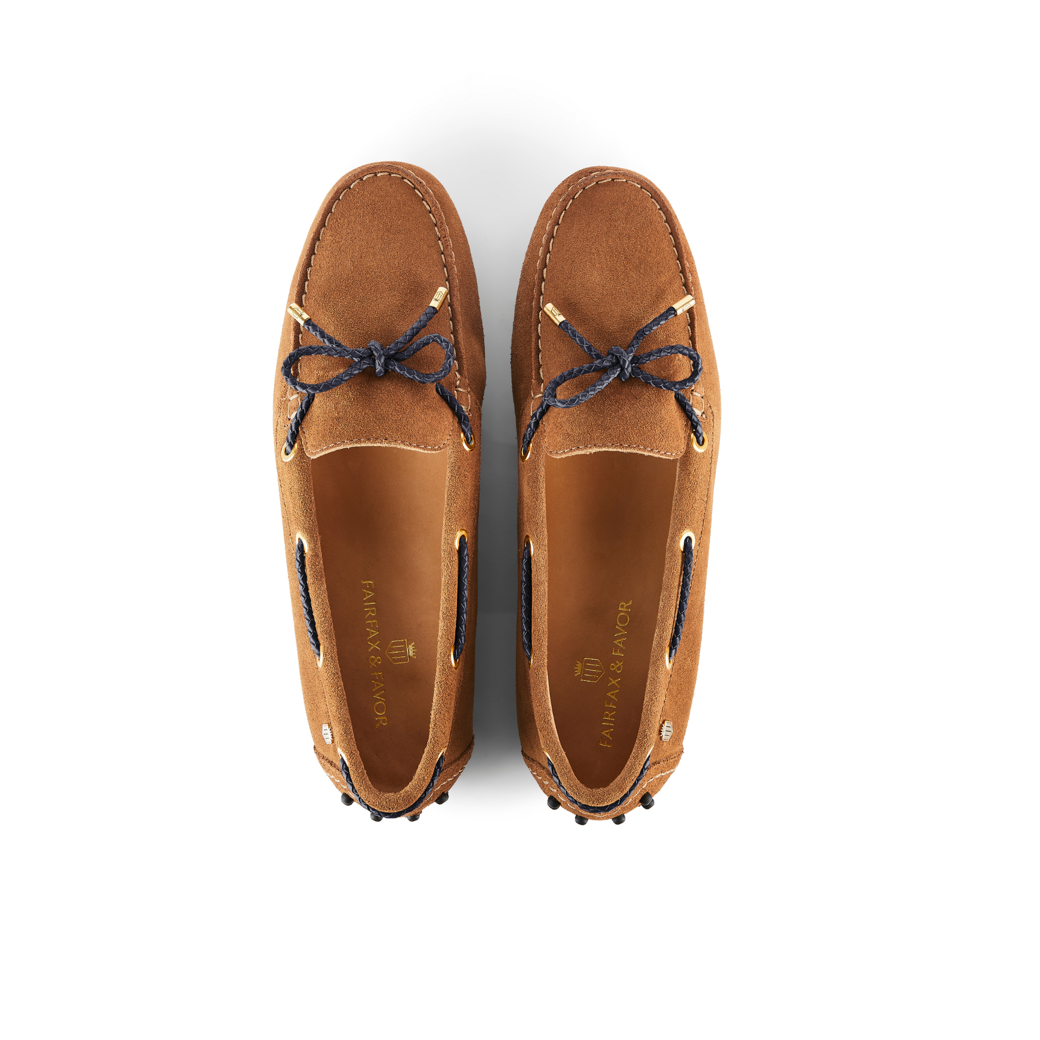 Henley Driving Shoe Tan/Navy Suede