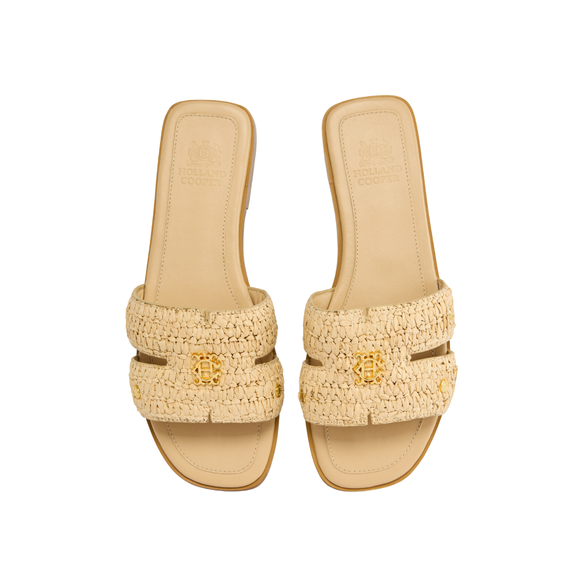 Heraldic Monogram Slides Natural Straw