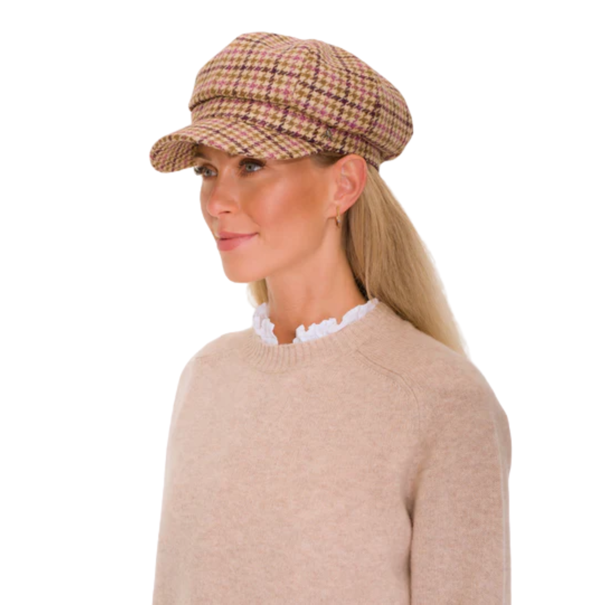 Higham Tweed Ladies Baker Boy Mulberry