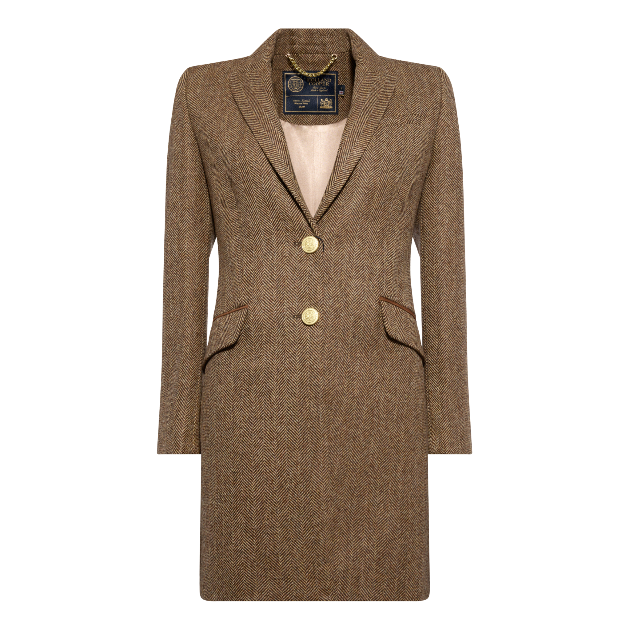 Highgrove Coat Large Scale Brown Herringbone