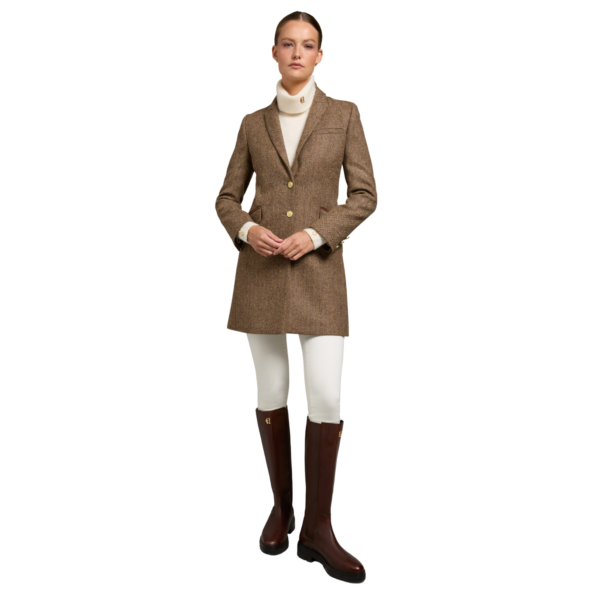 Highgrove Coat Large Scale Brown Herringbone