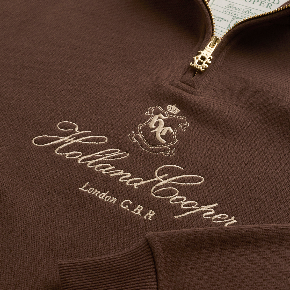 Essential Relaxed Quarter Zip Sweat Walnut
