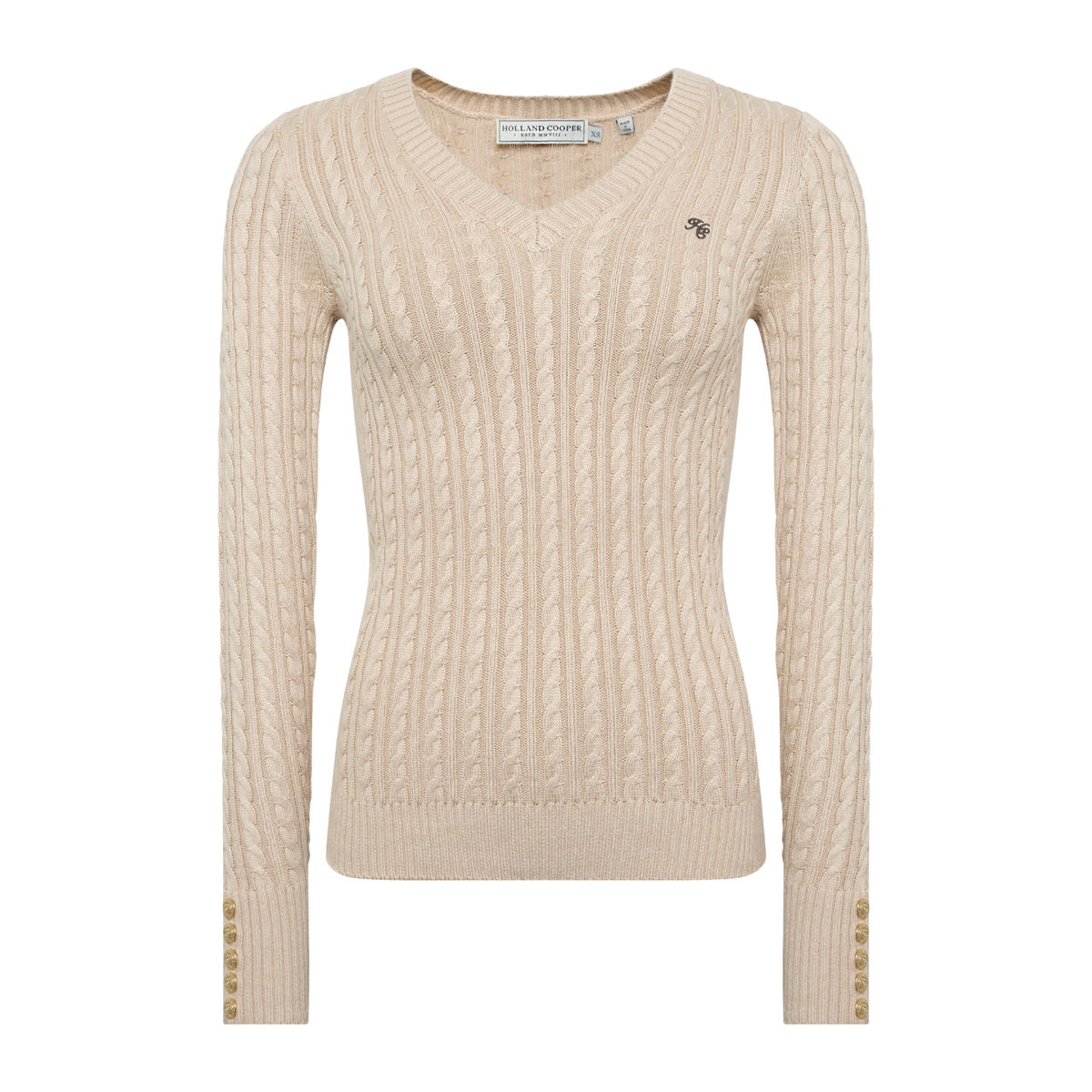 Seattle Cable V-Neck Knit Oatmeal