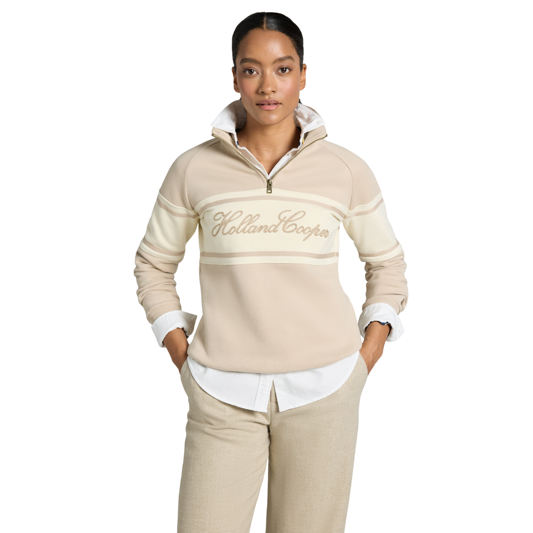 Signature Quarter Zip Sweat Stone