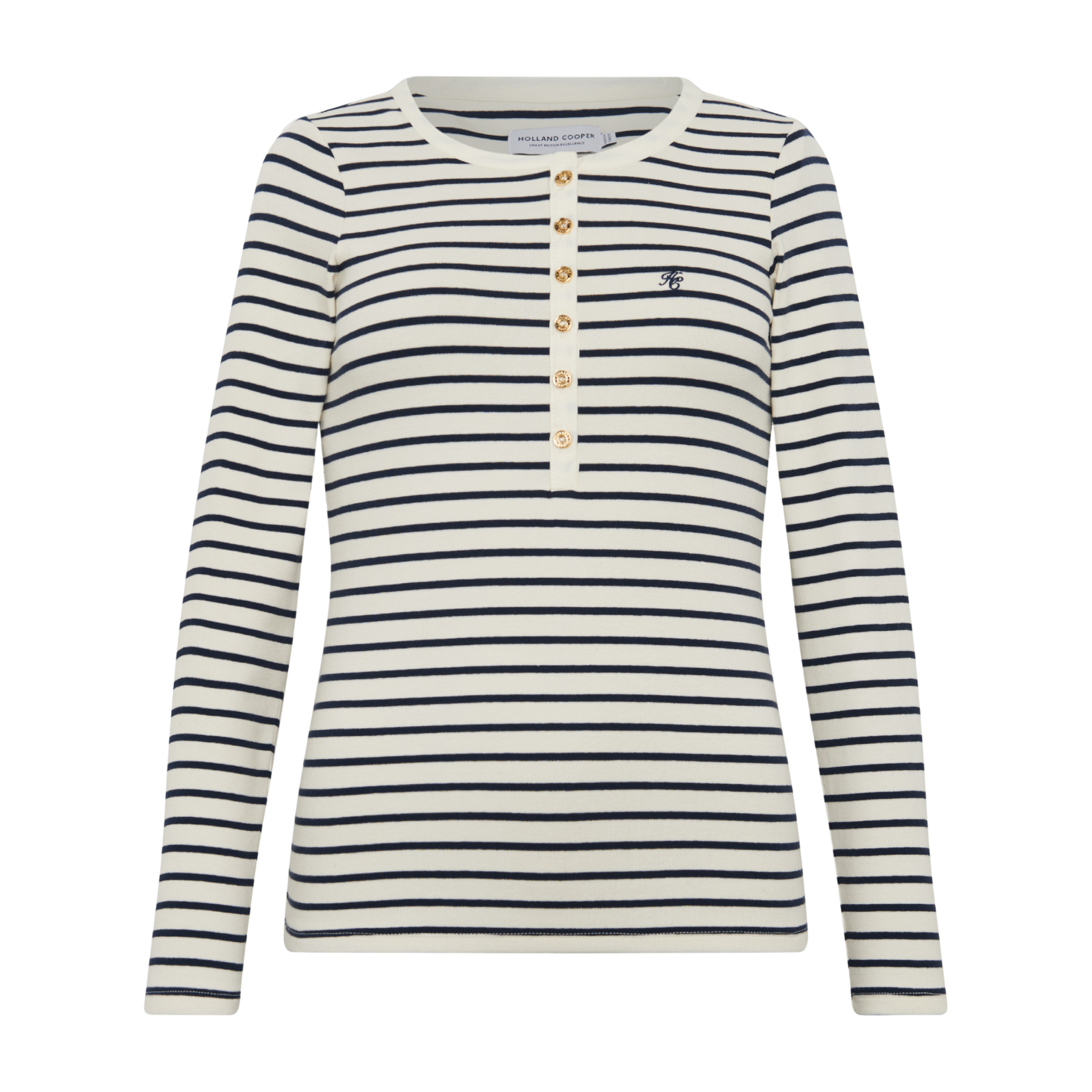 Striped Grandad Top Ink Navy