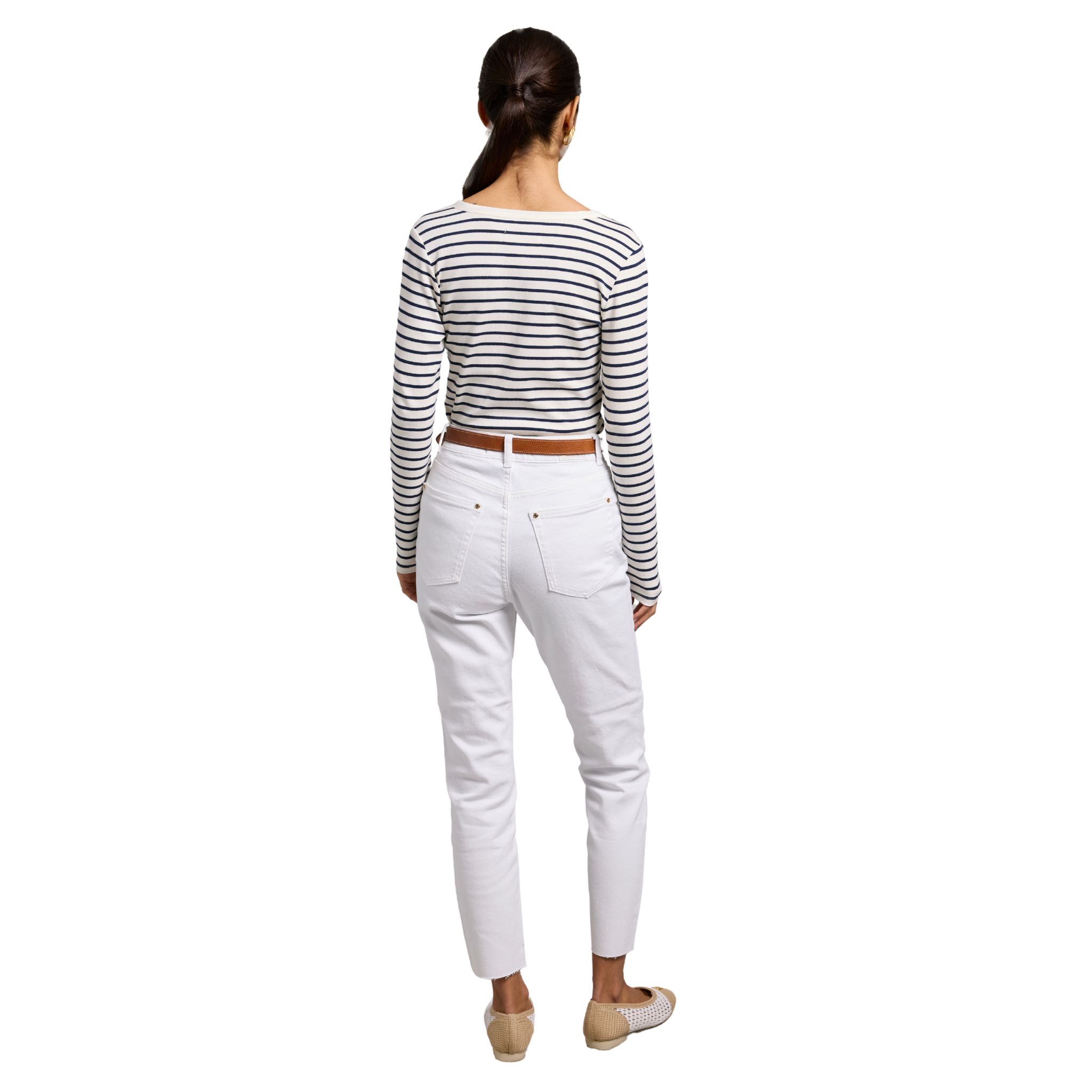 Striped Grandad Top Ink Navy